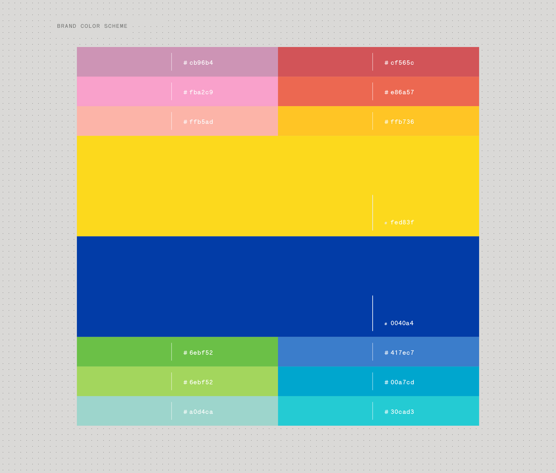 Color palette used in Coppel shoe department ad campaign