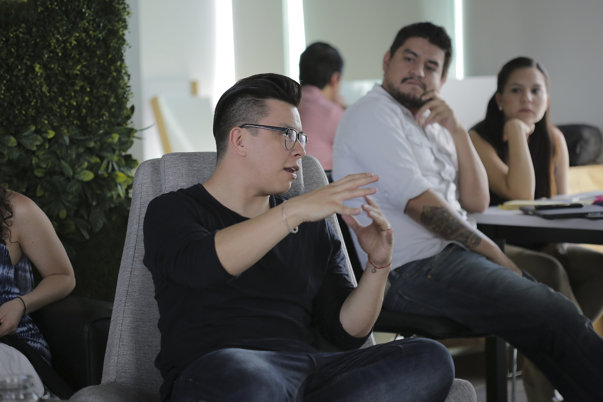 Man answering question in business summit