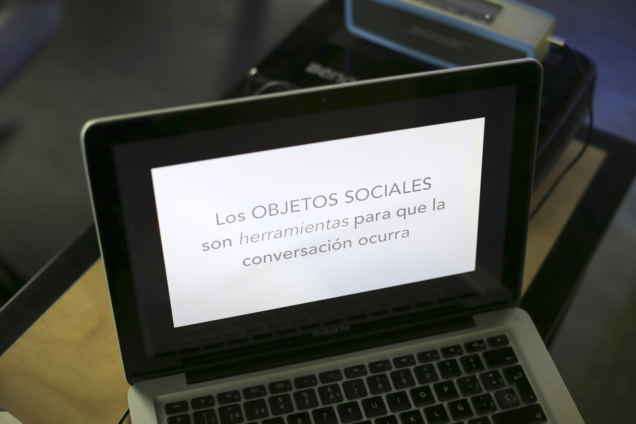 Business presentation displayed at laptop