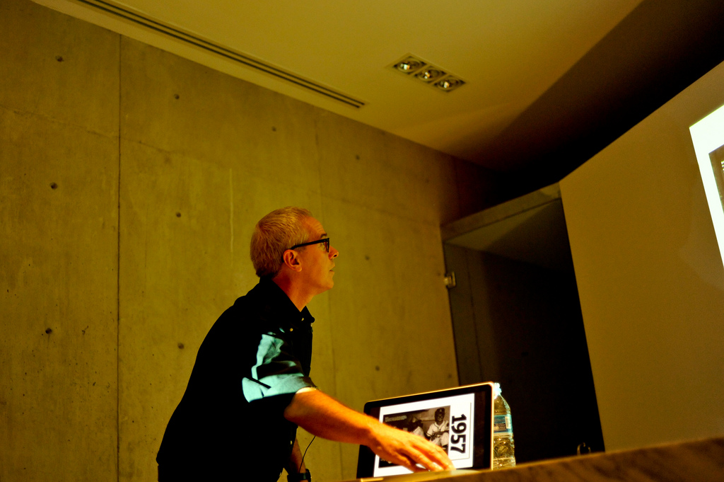 Man presenting slideshow