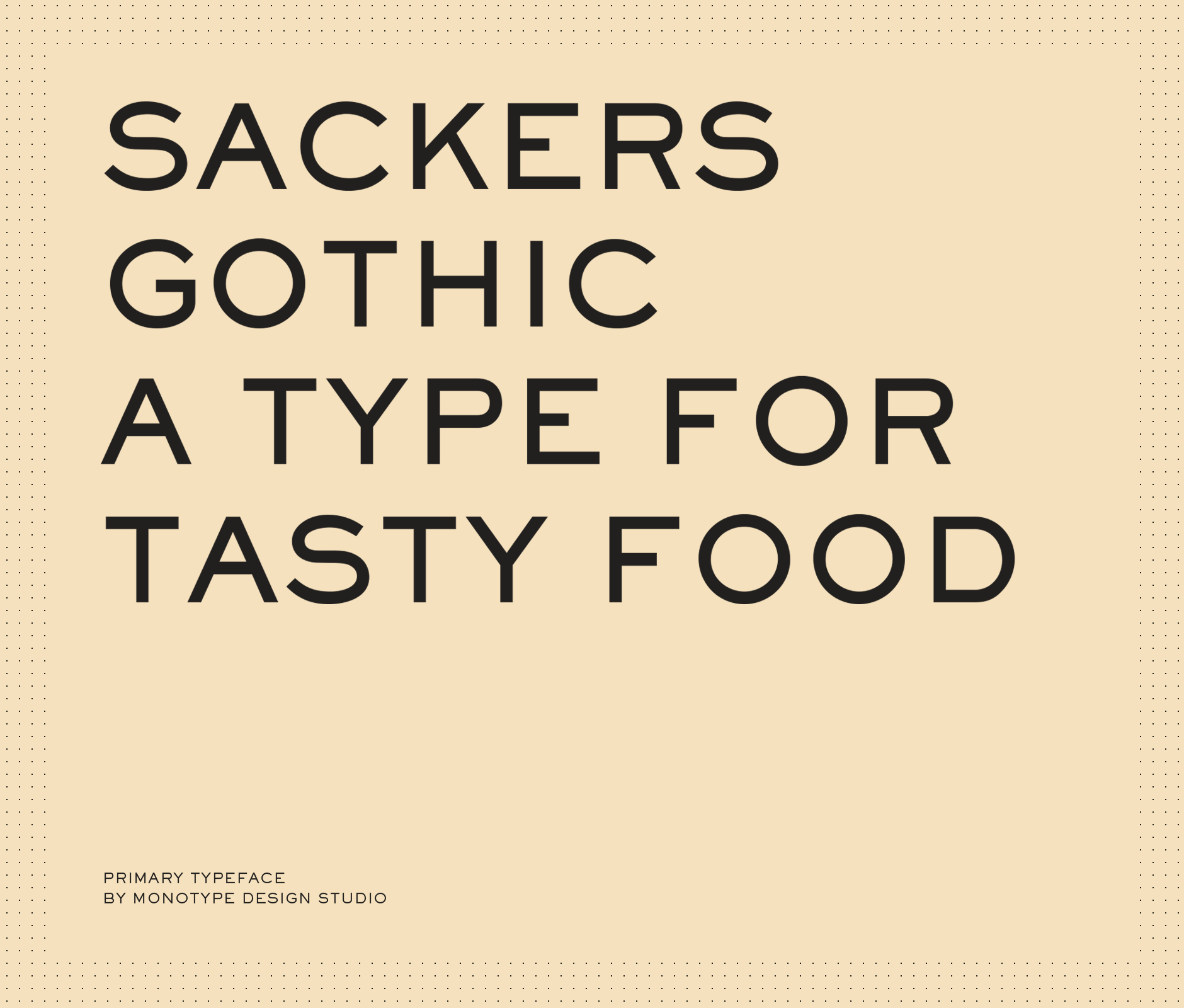 Sackers Gothic typography font used in Dos Familias visual identity