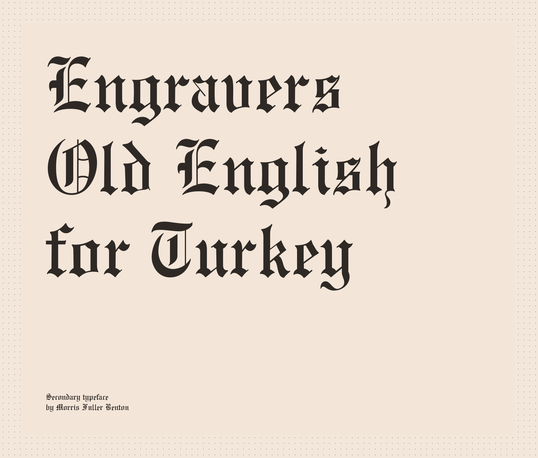 Engravers old english typography font used in Dos Familias brand identity
