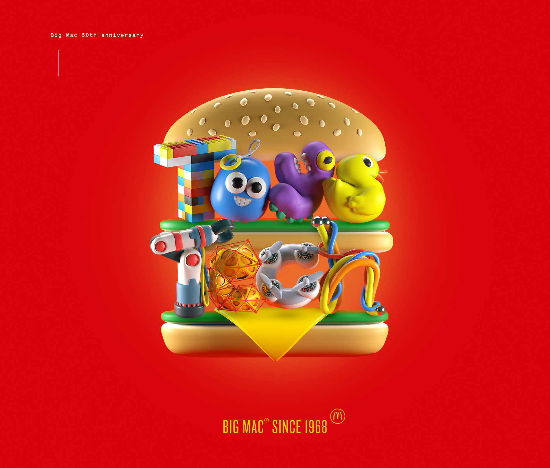 Hamburger digitally illustrated for mcdonald's marketing campaign