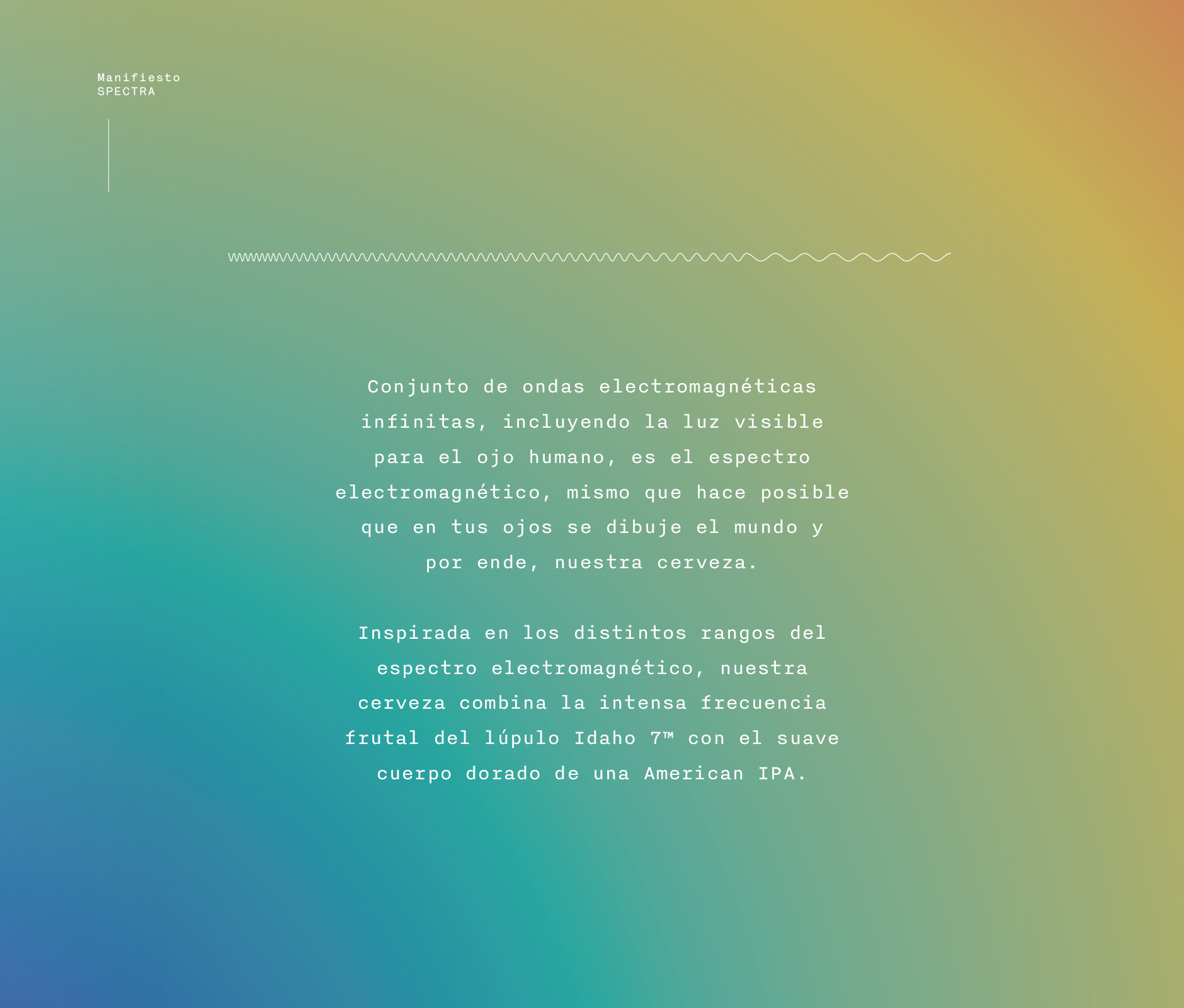 Principia Brewery manifesto for its spectra artisanal beer