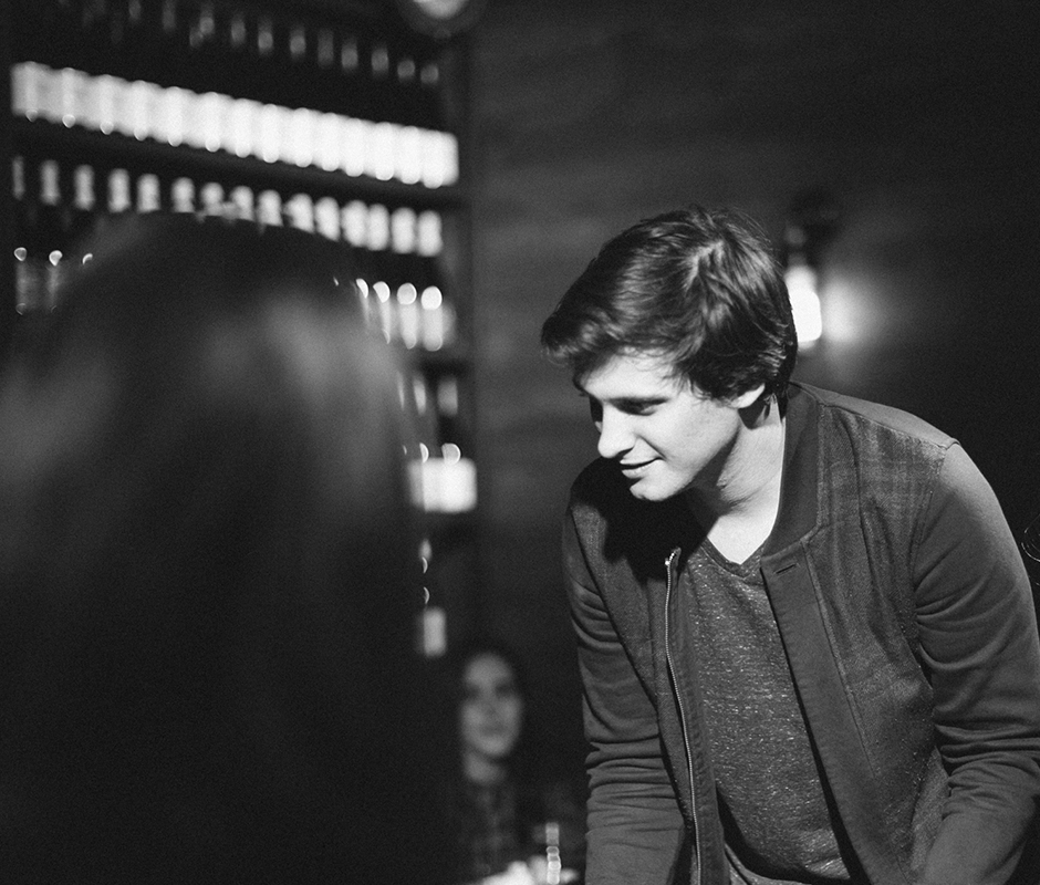 Man in bar photographed in black&white