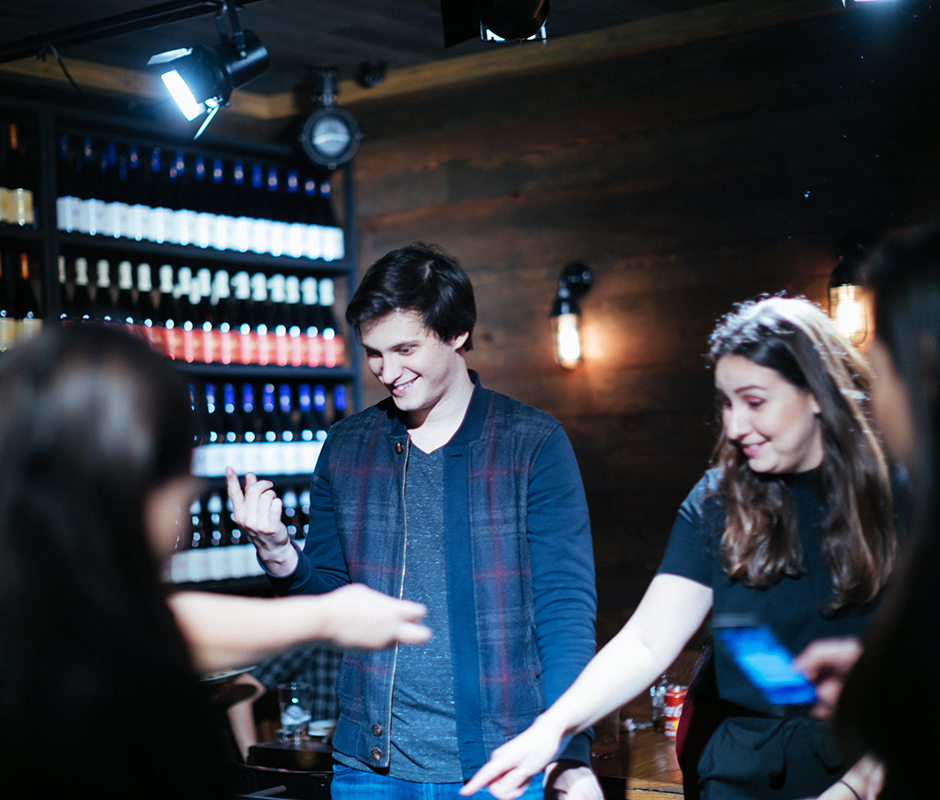 Man playing table soccer