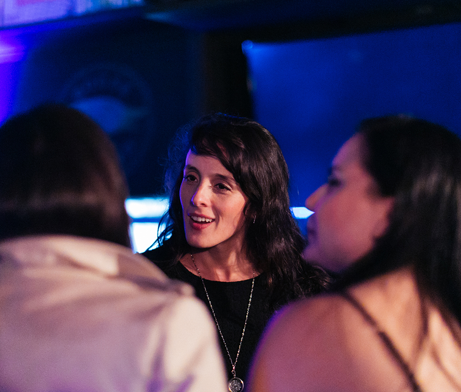 Woman on conversation with friends