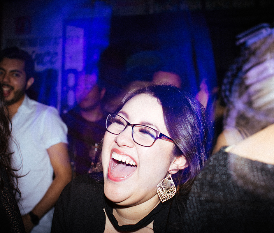 Woman screaming at party