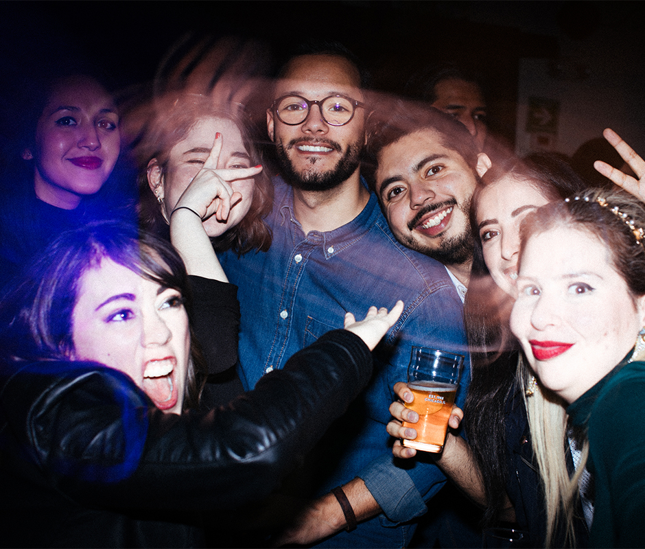 Friends at christmas office party