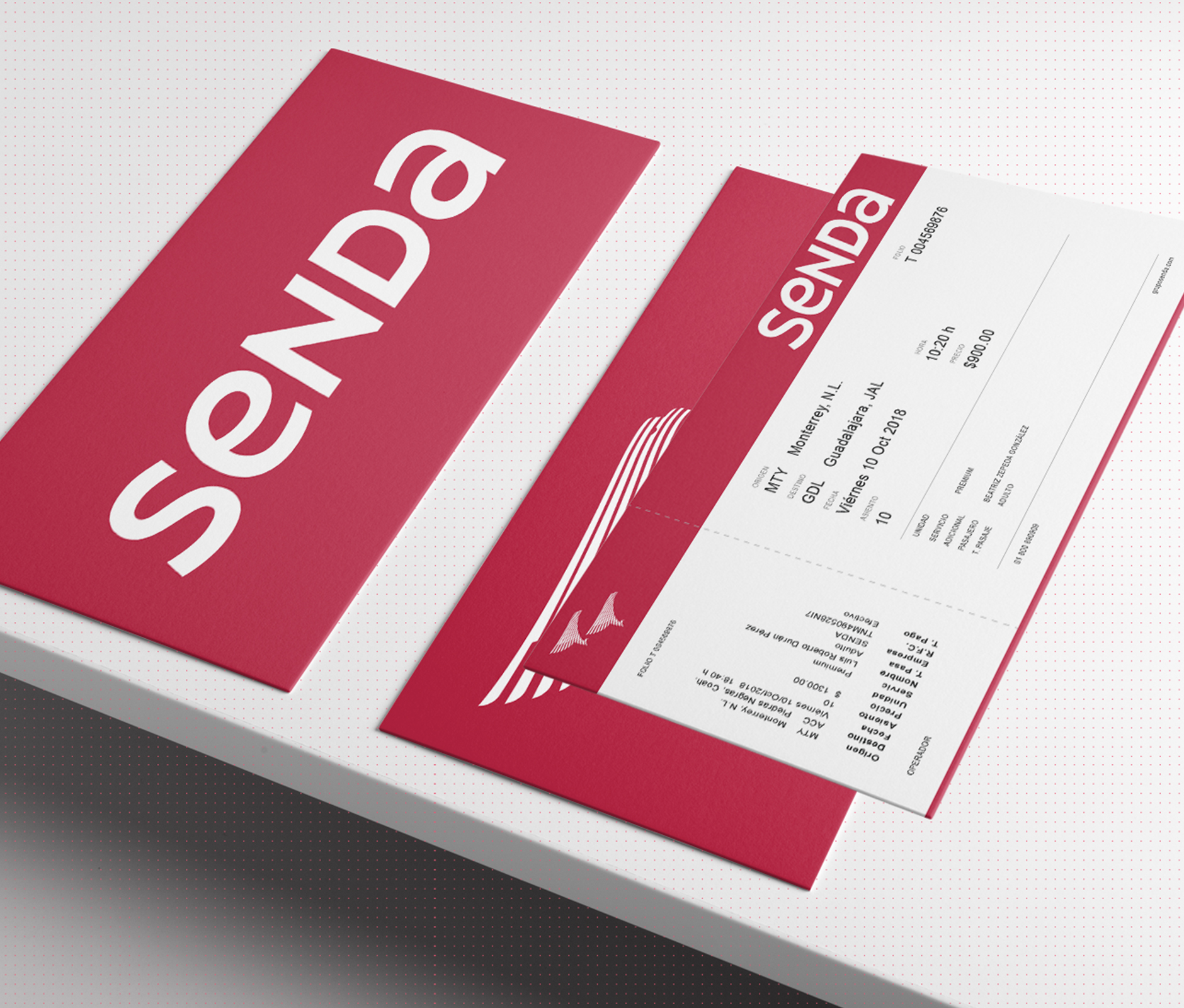 Senda ticket envelope design