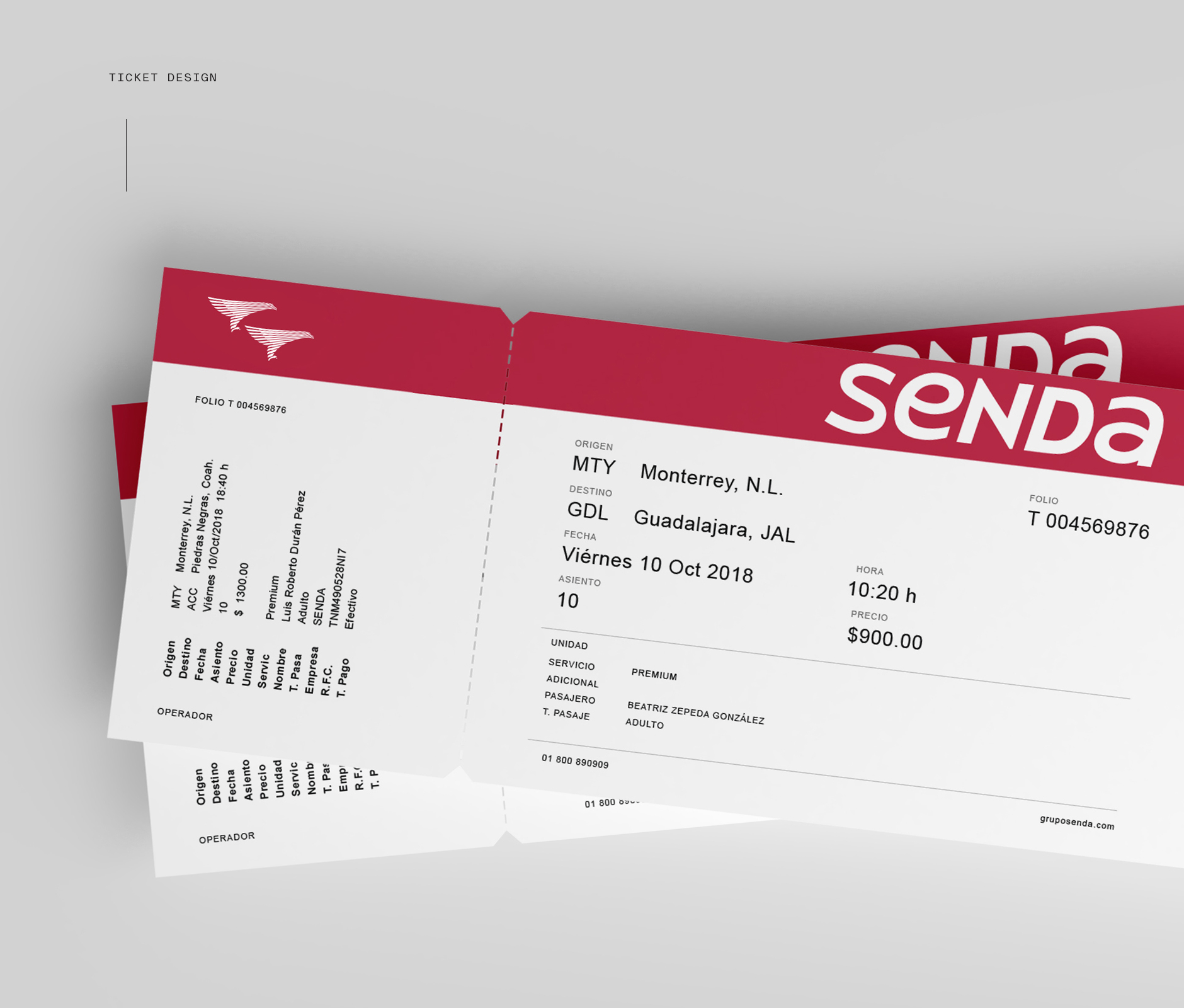 Senda travel bus ticket design