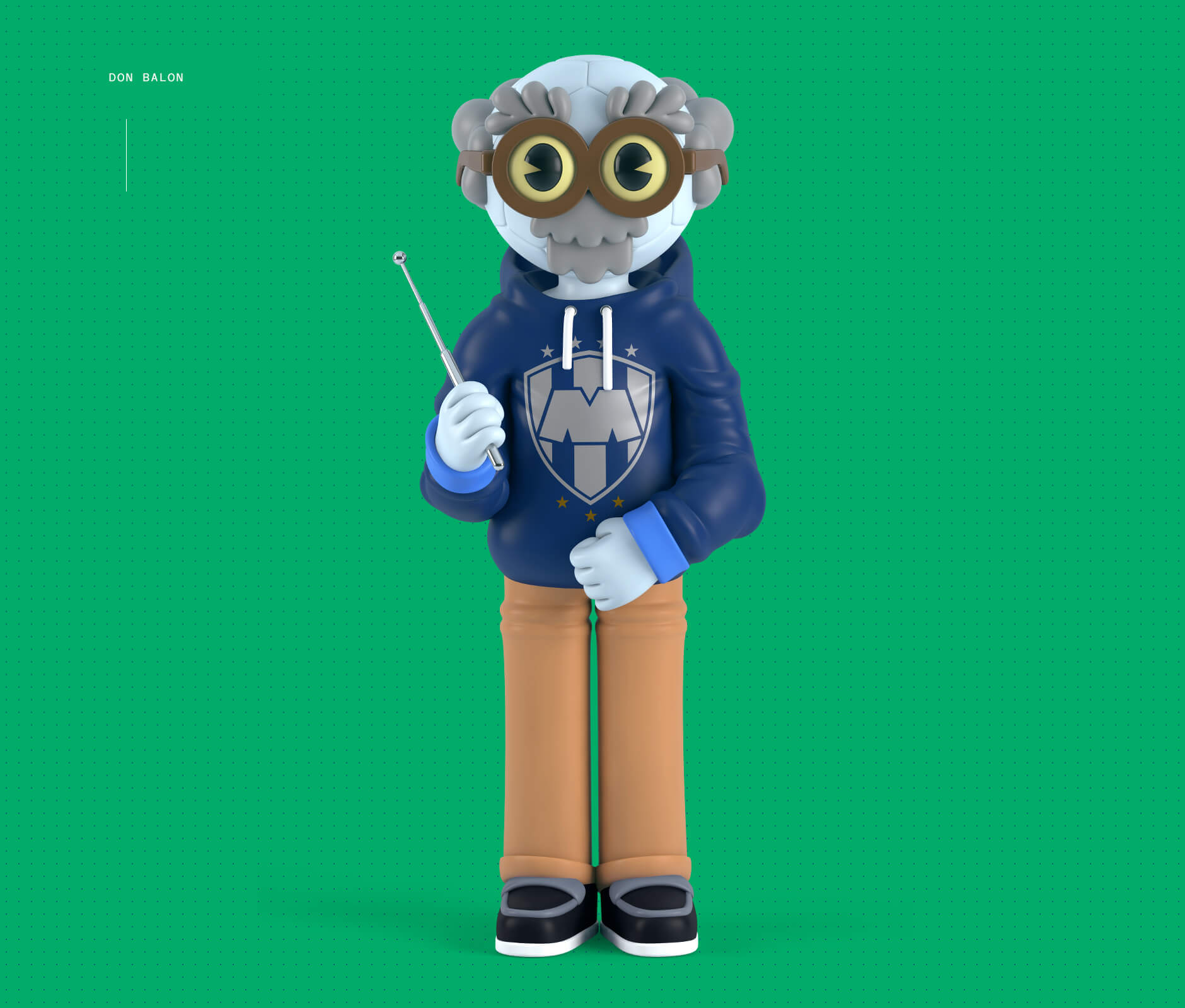 Rayados soccer ball 3D character for kids tv show