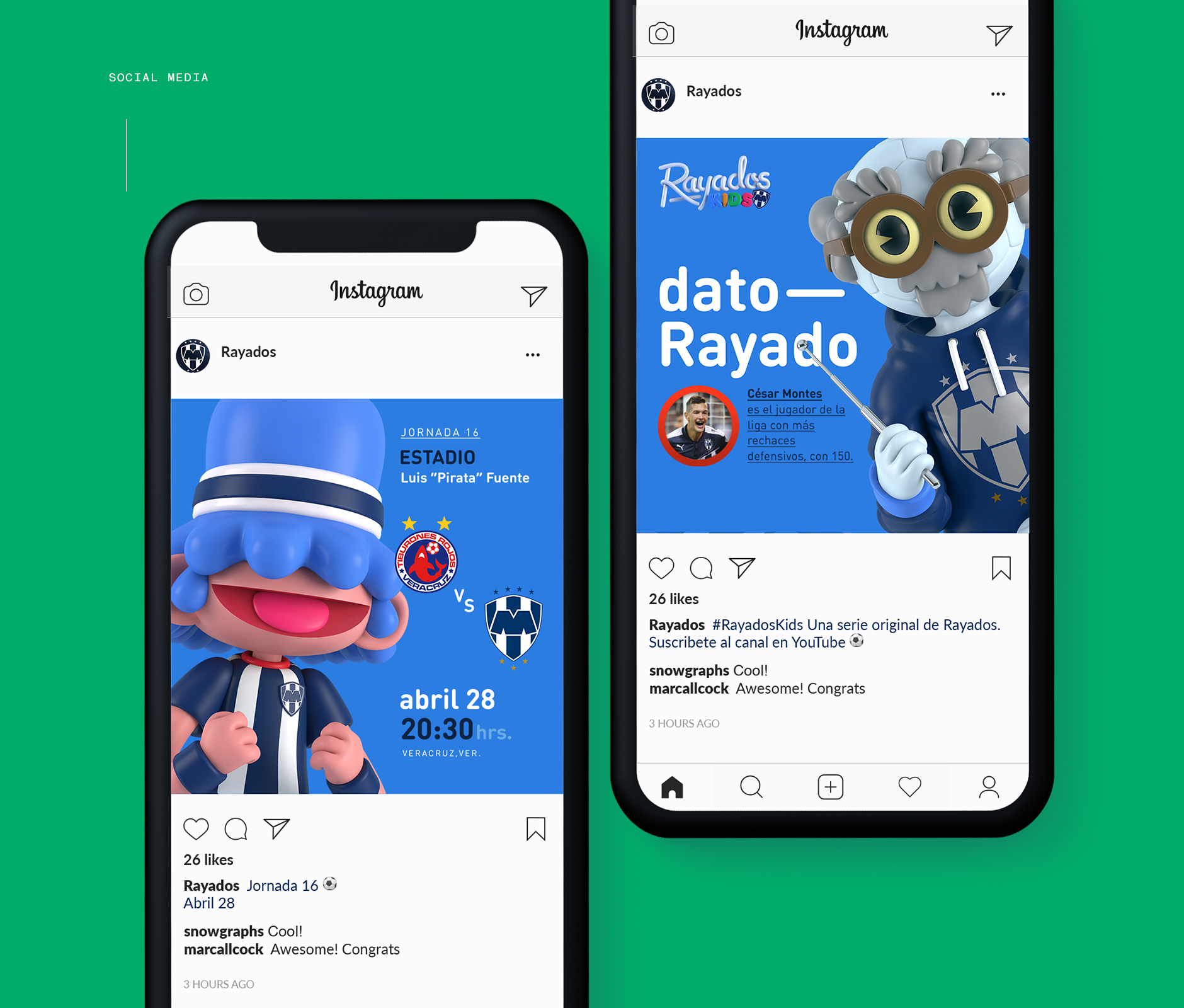 Rayados Kids social media posts