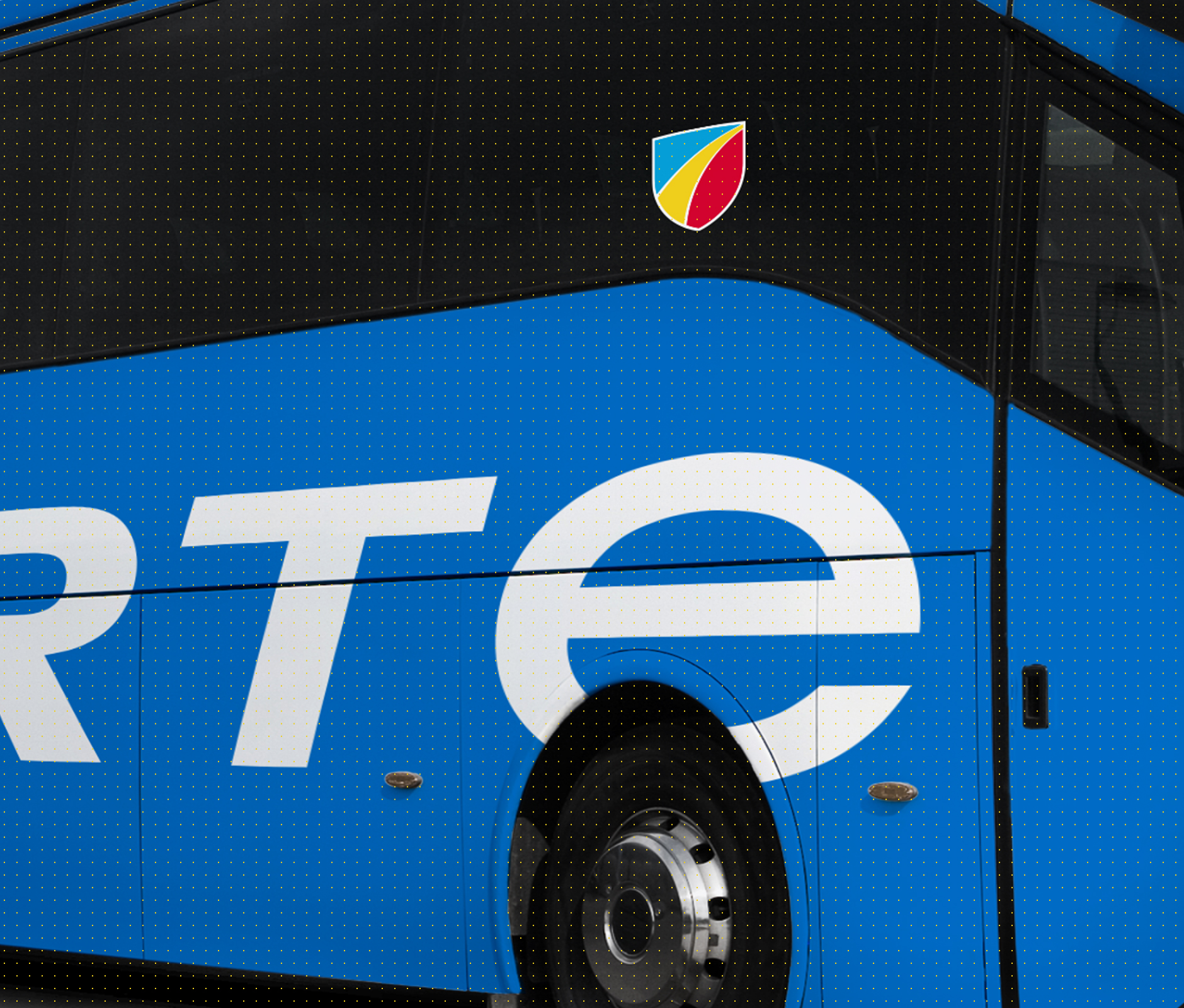 Blue Senda bus mockup detail