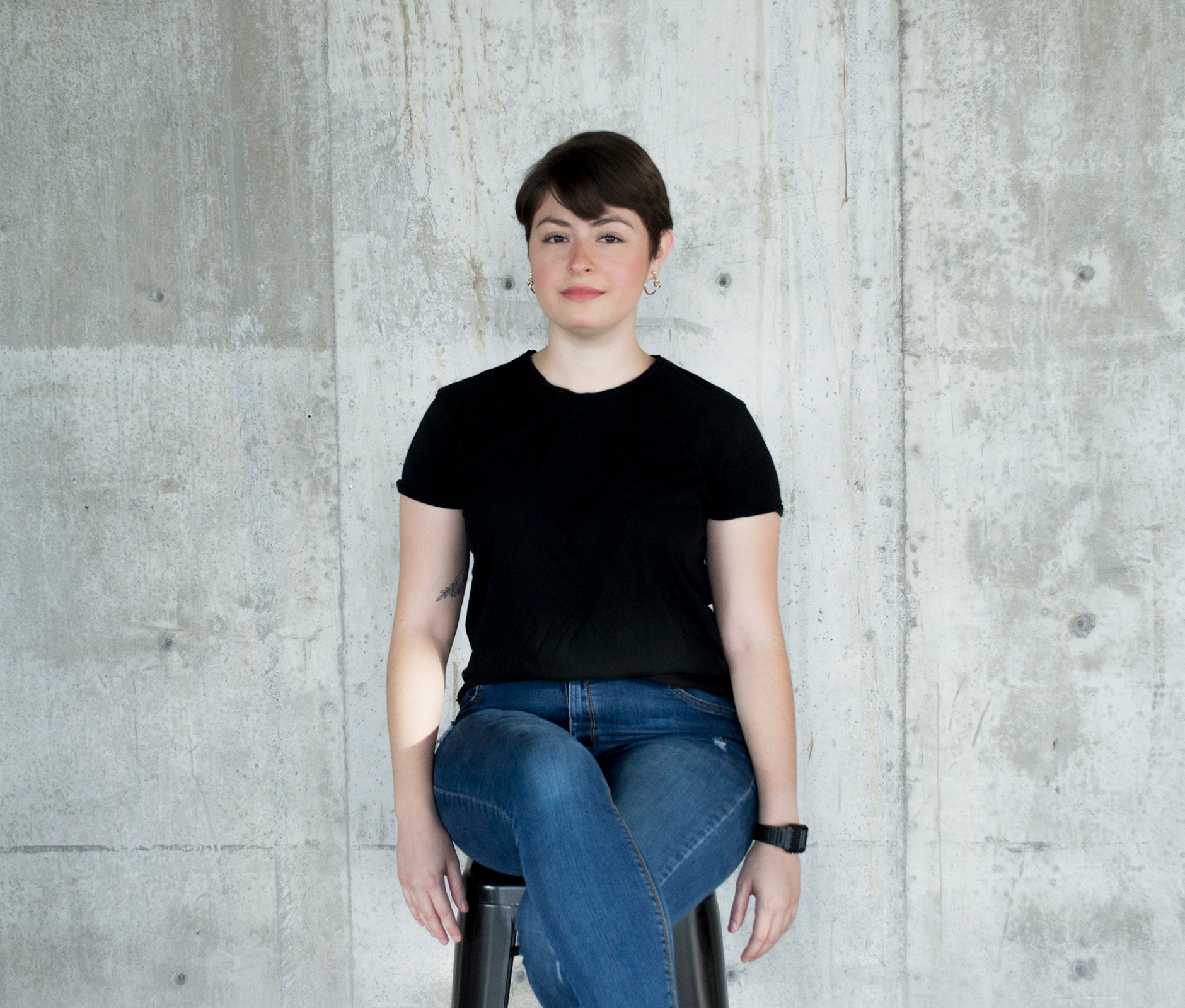 Woman with short hair posing for portrait shot