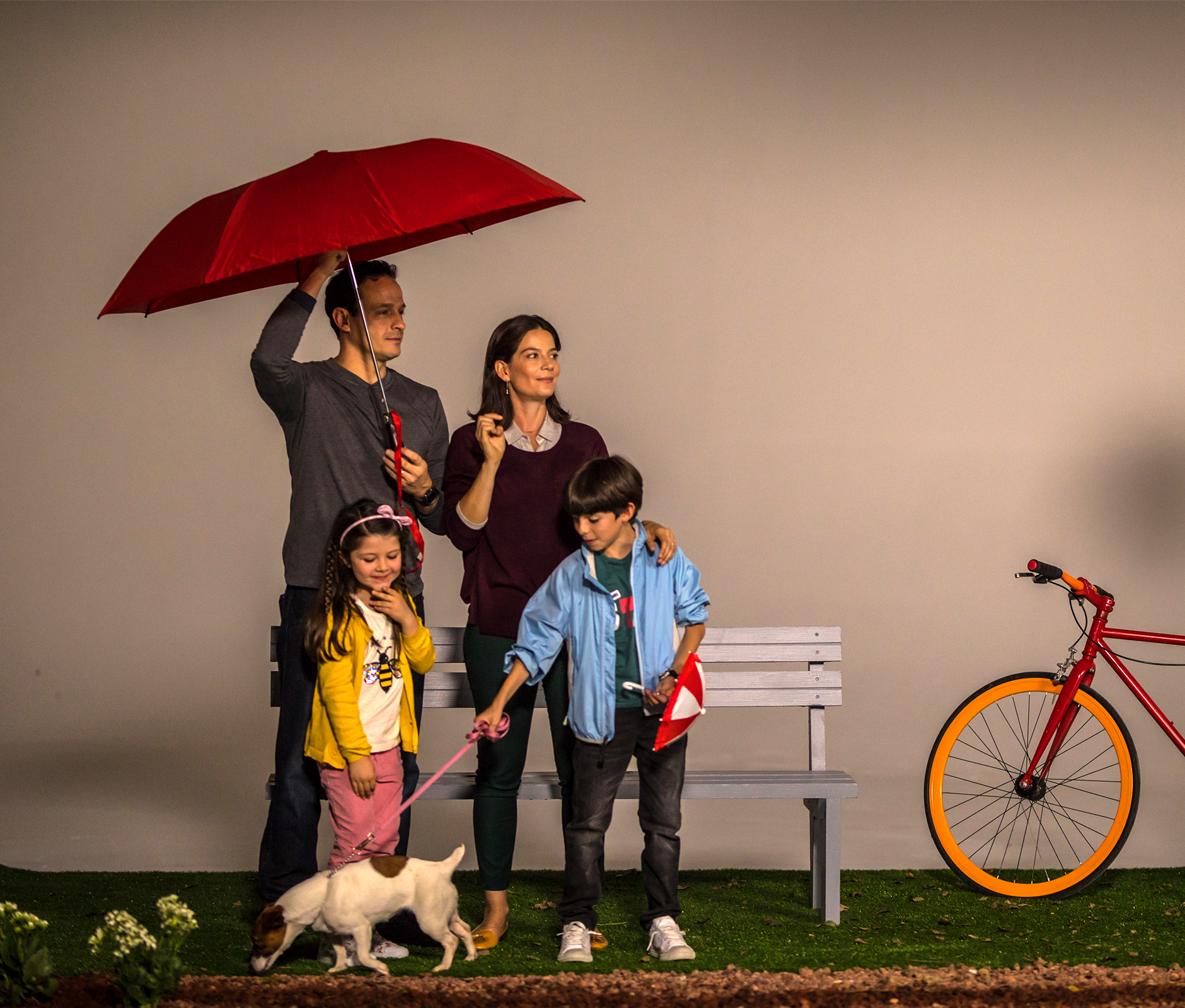 Family in park set design 