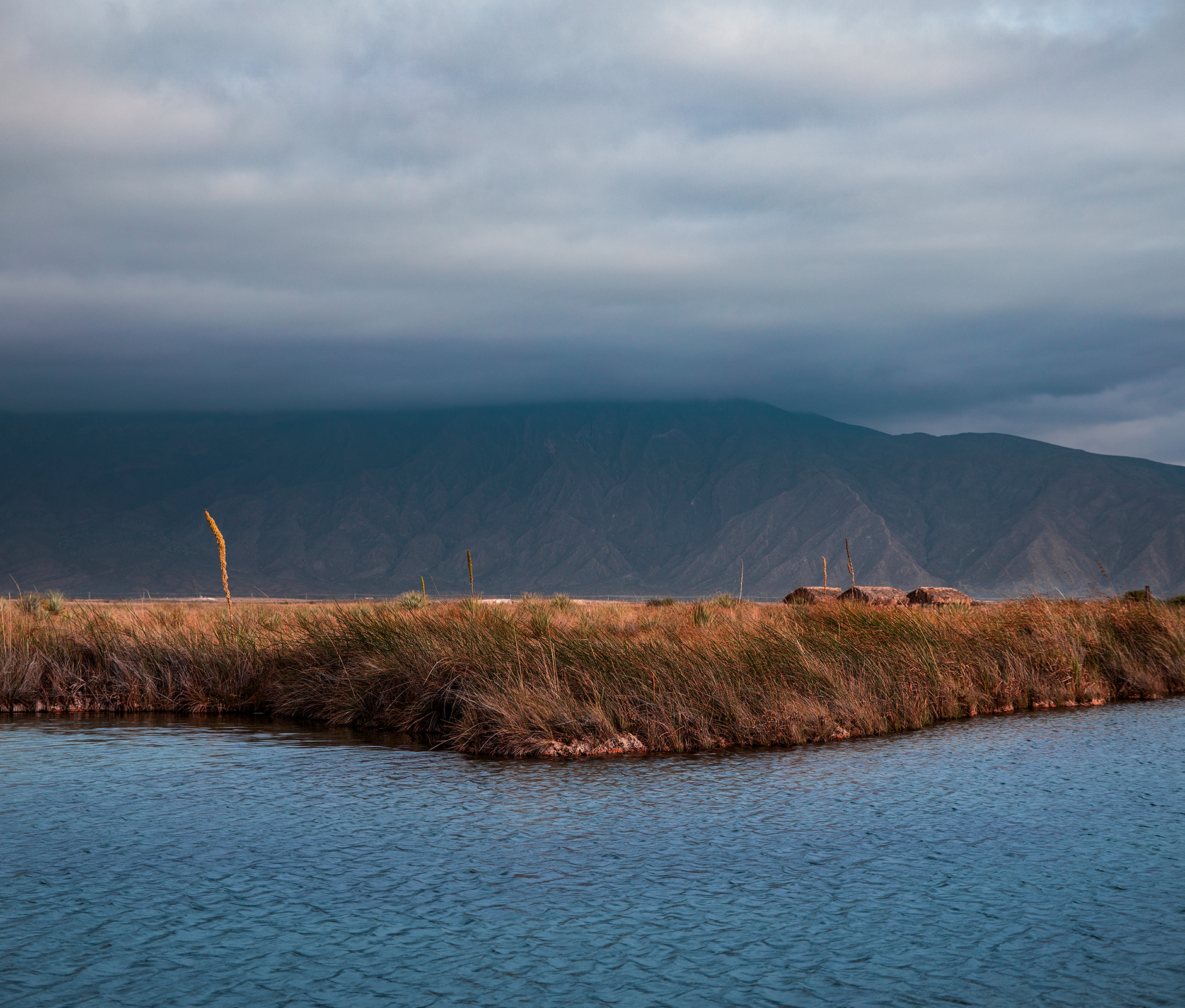 Bed of water on a mountain forest scenery