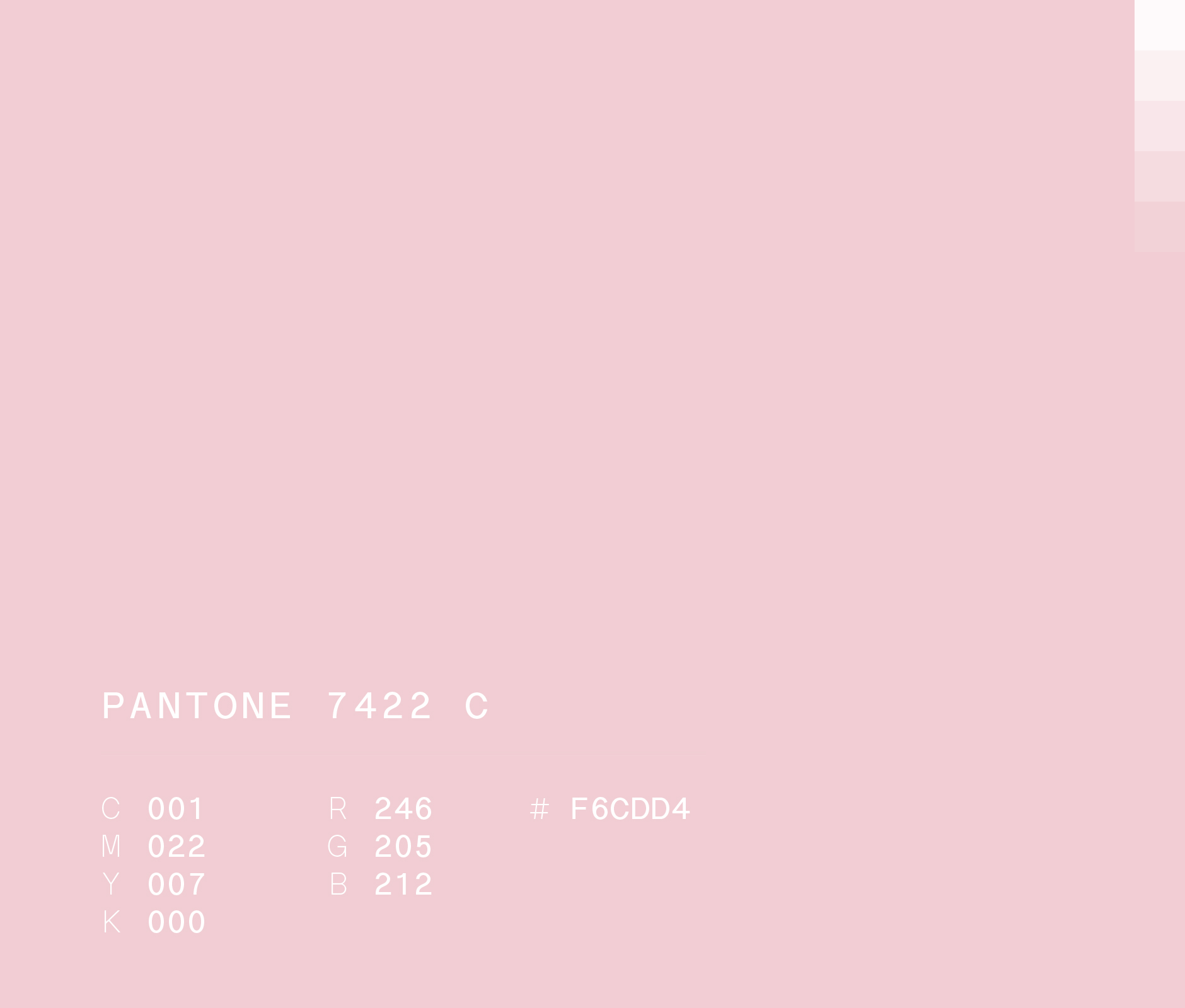 Pantone 7422 C #F6CDD4 used for Mary Kay brand scheme
