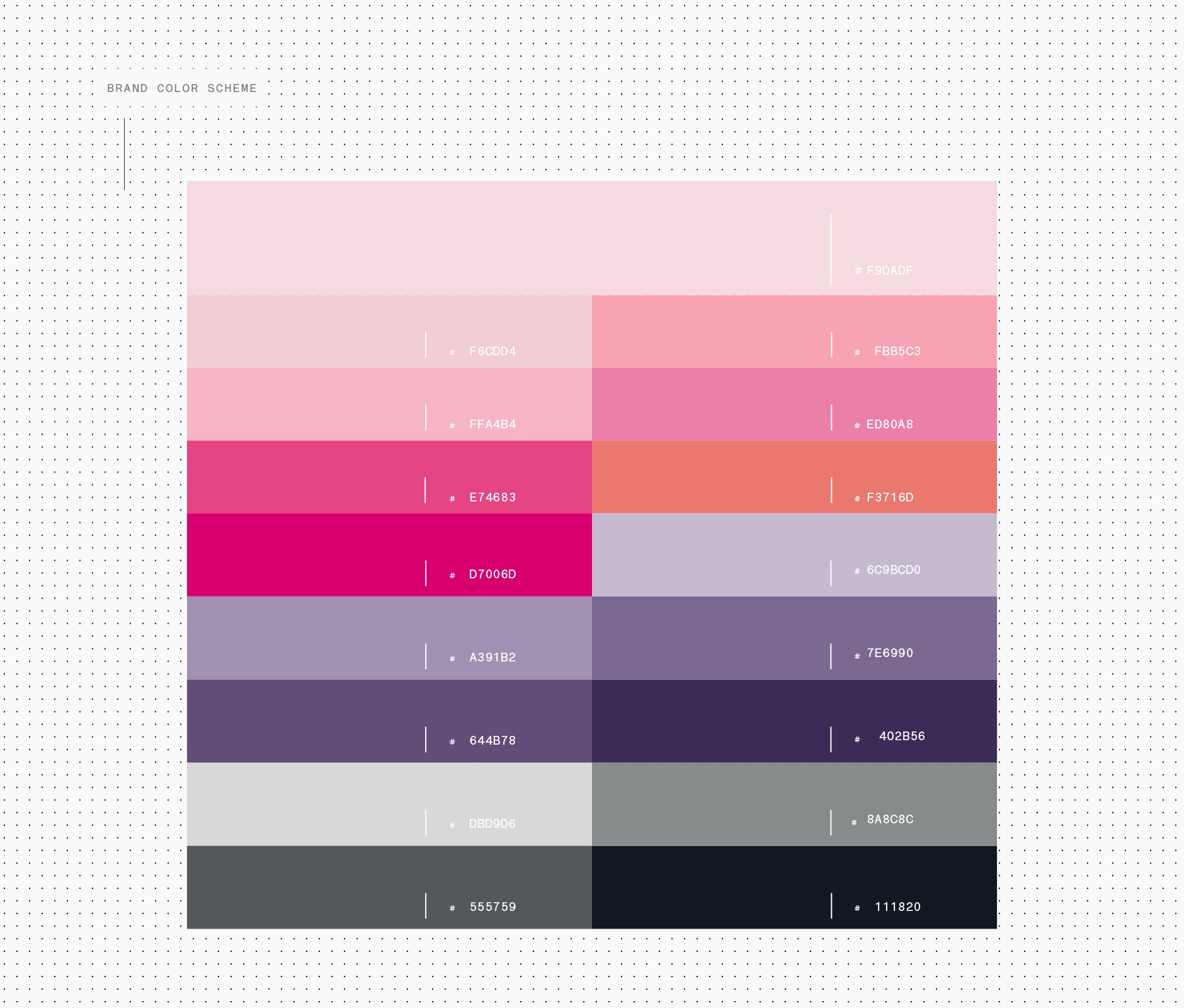  Color palette used for Mary Kay Mexico visual identity
