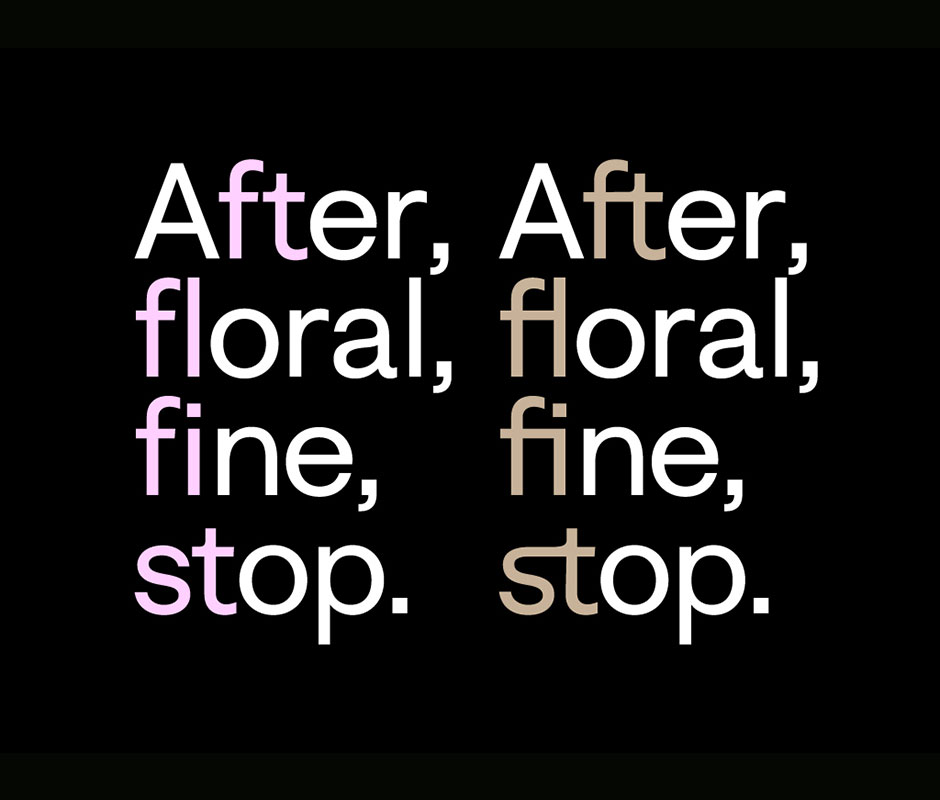 After Floral typography font used in Design Event headline