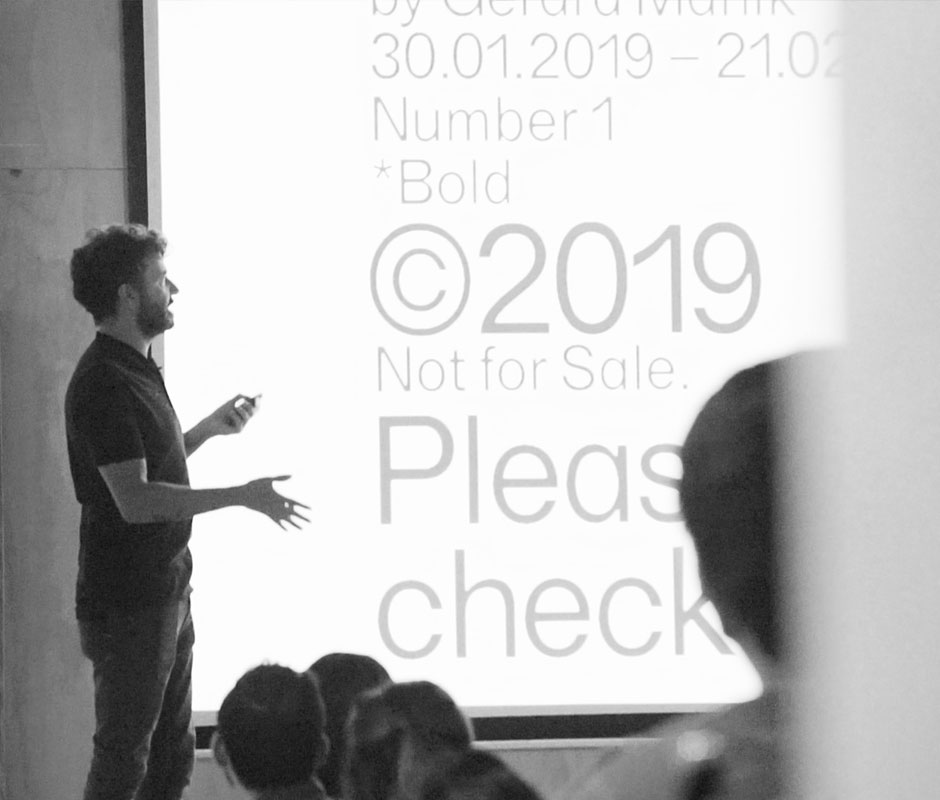 Designer speaking about typeface at Brands&People