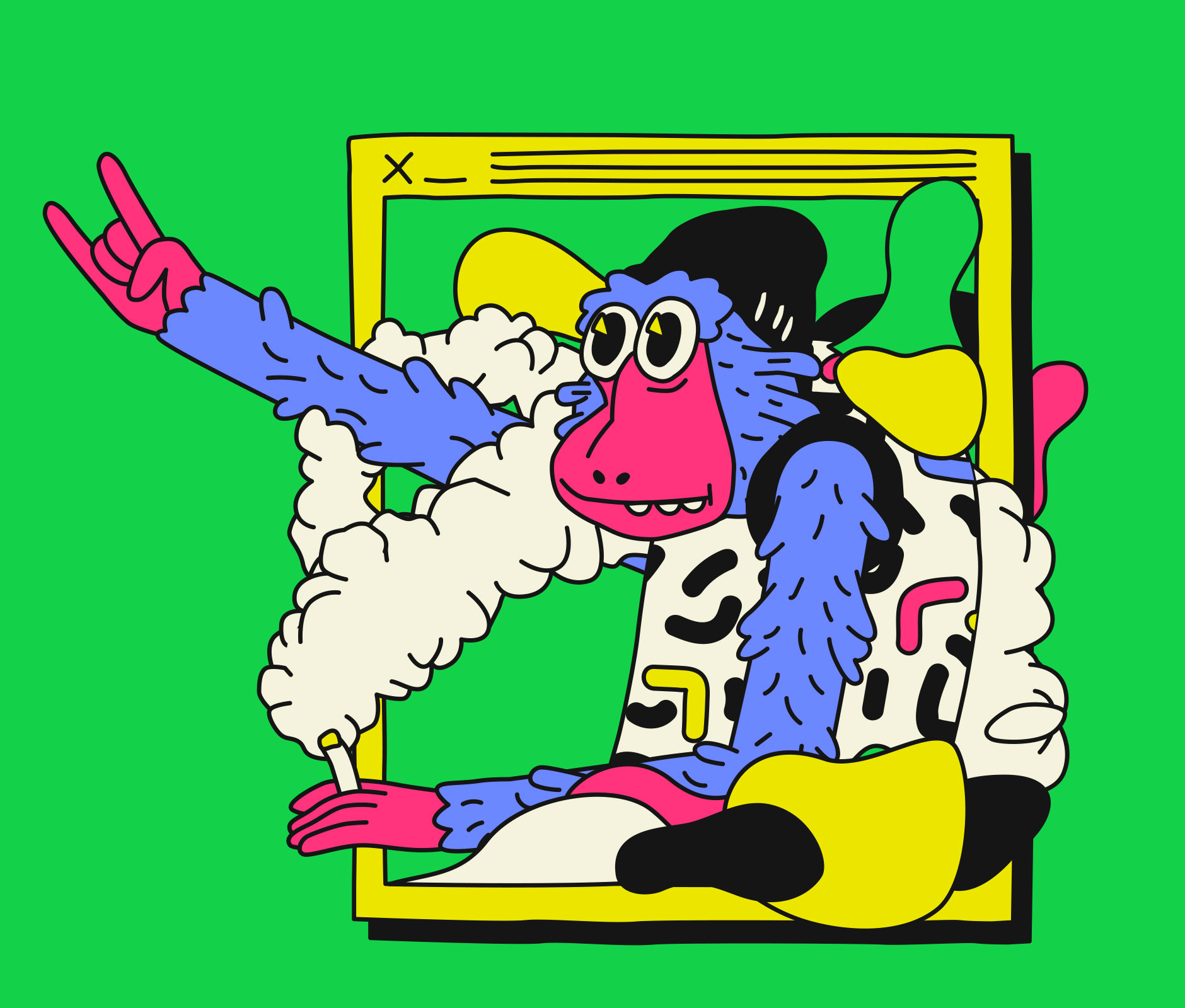 Surreal Monkey illustration for Hellow music festival