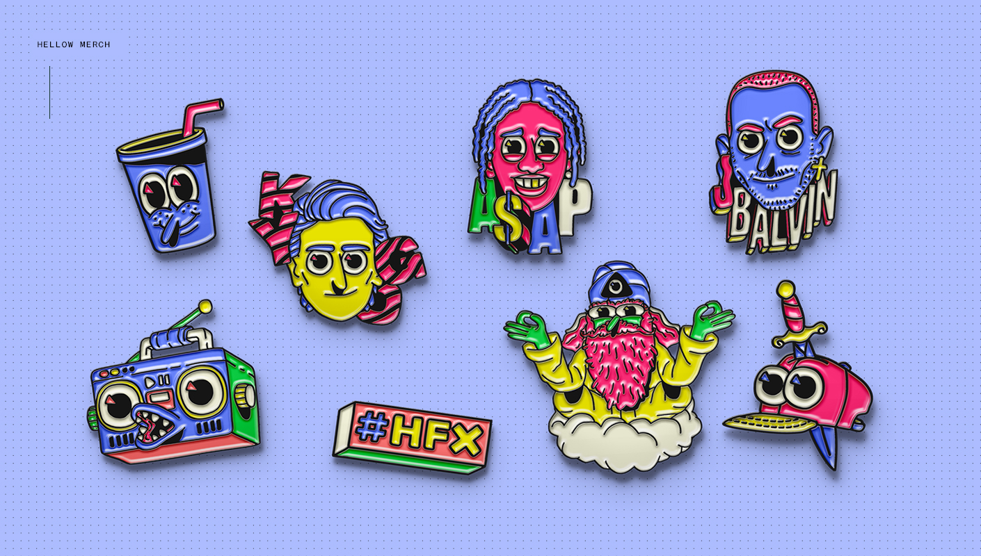 Hellow Festival limited edition merchandise pins