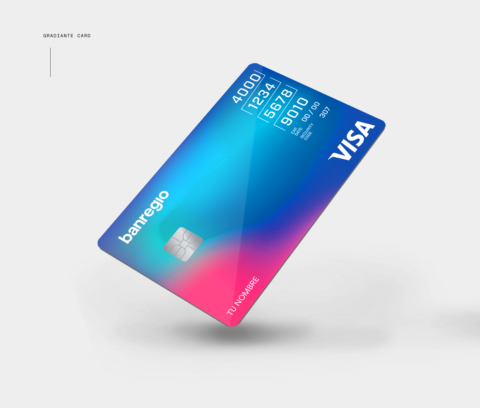  Banregio credit & debit card design with blue and pink gradient effect 
