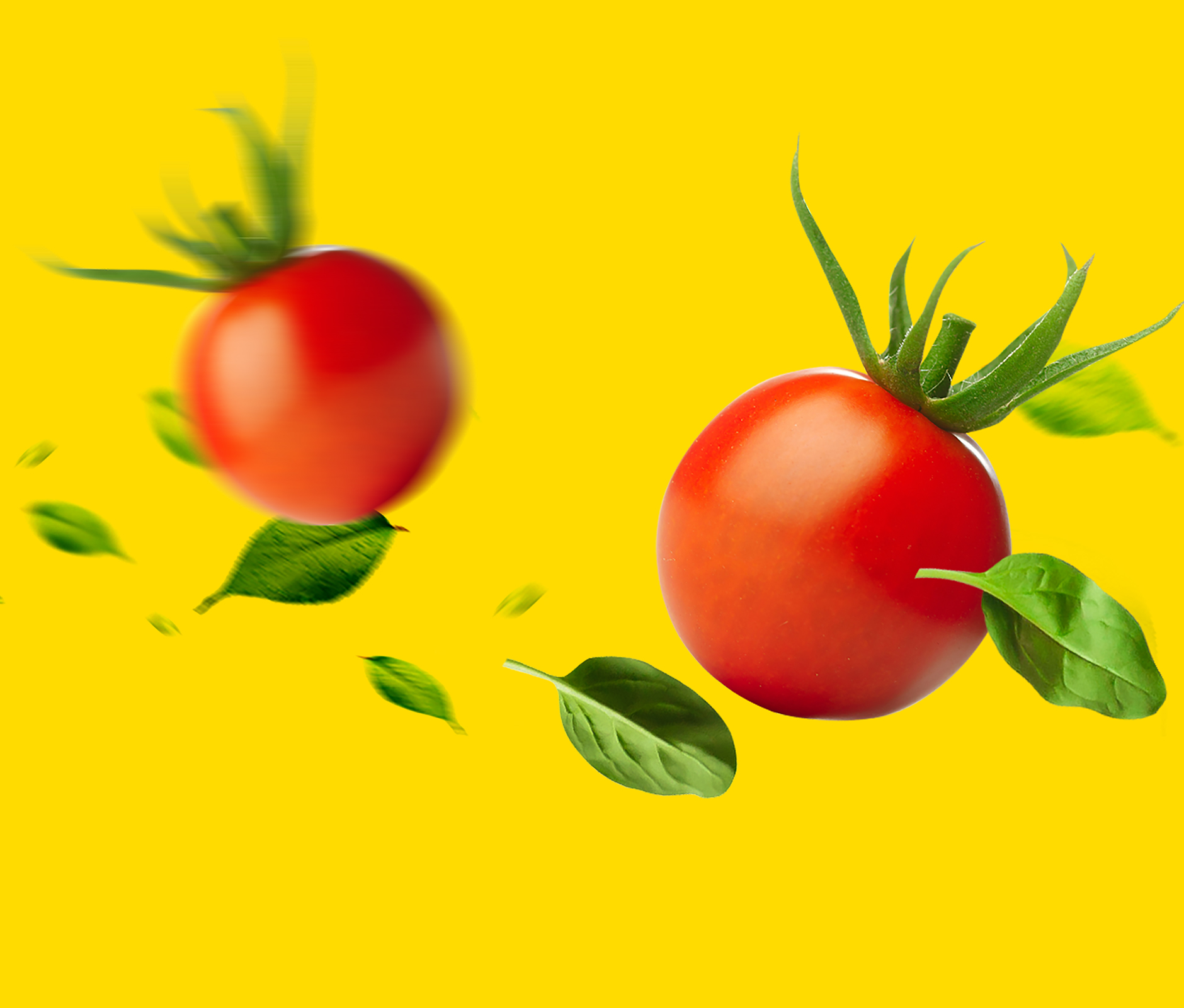 Cherry tomatoes on yellow background