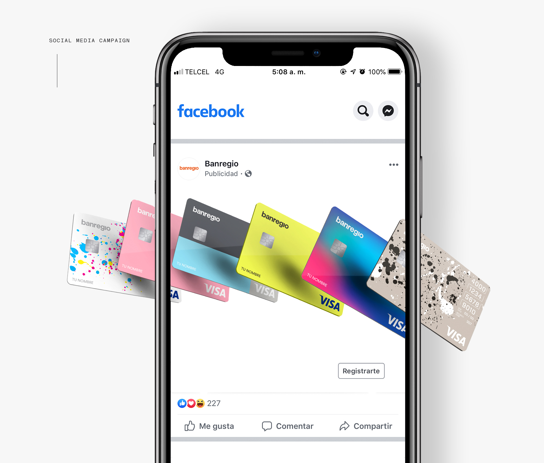 Social Media campaign for Banregio redesigned credit and debit card 