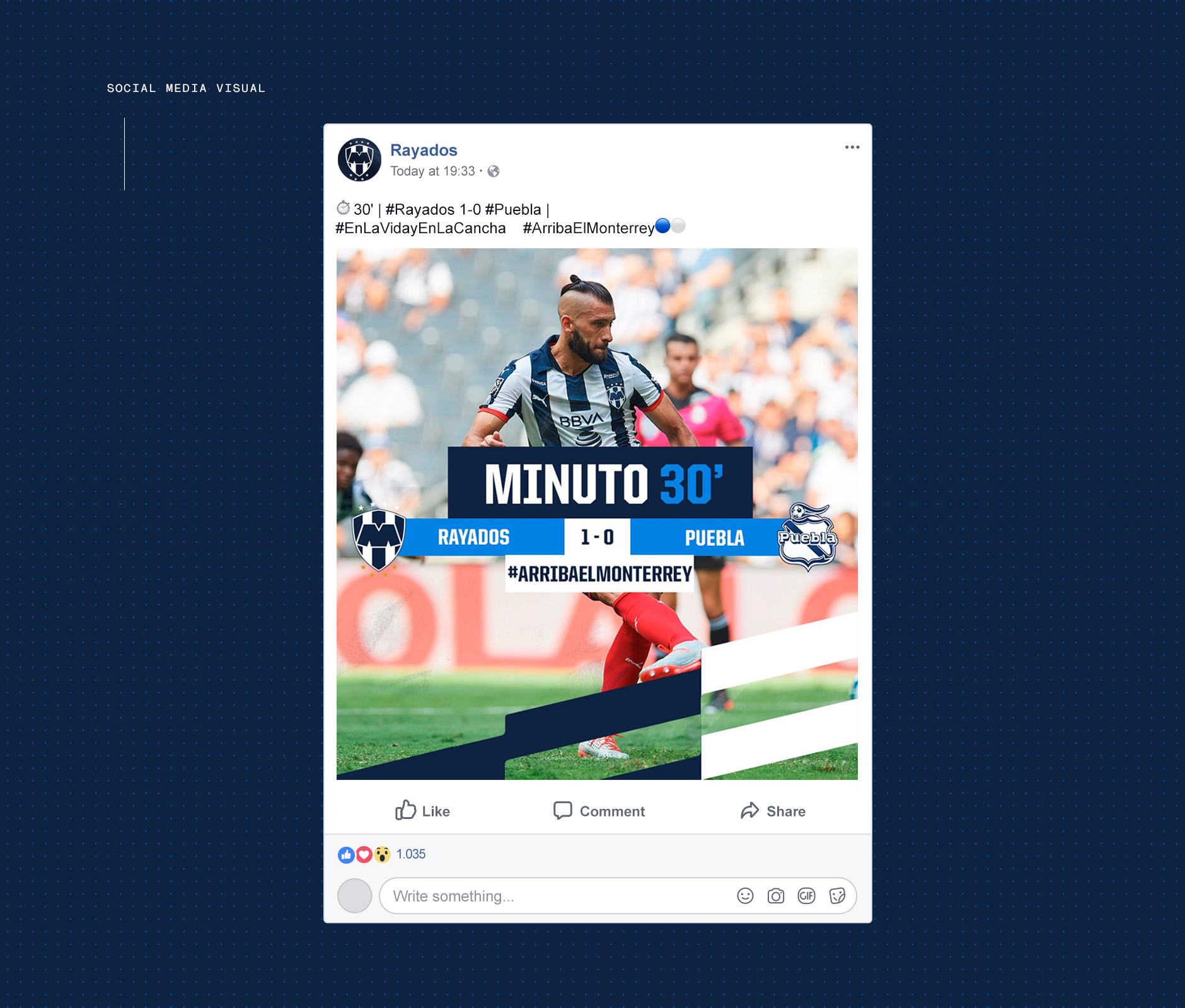 Rayados of Monterrey FC social media post during gametime