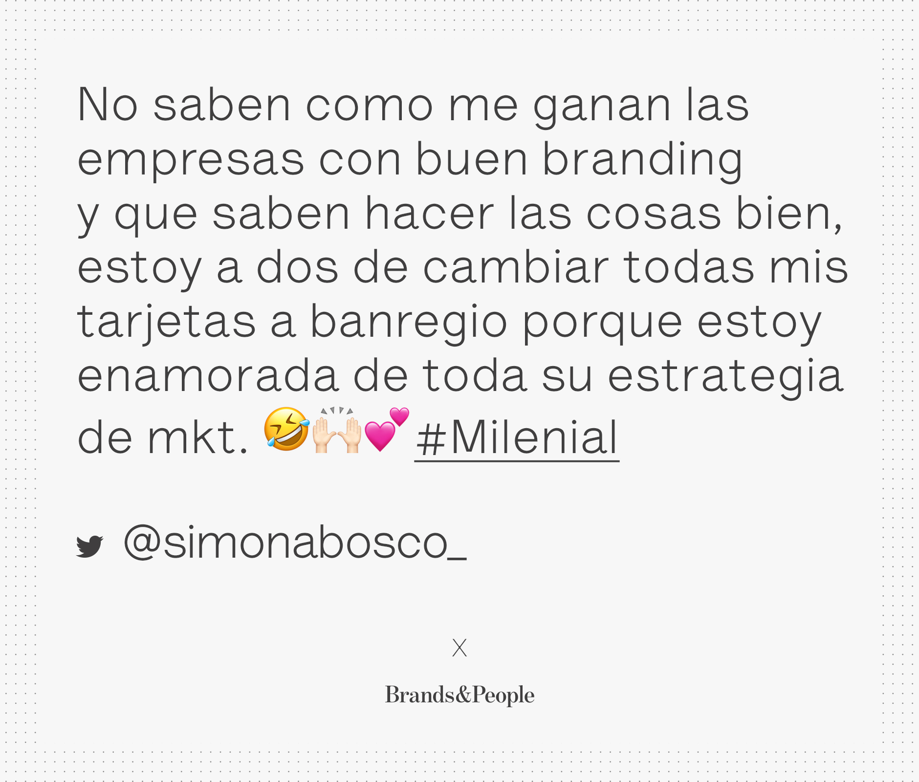 Tweet about Banregio millennial oriented credit and debit card design