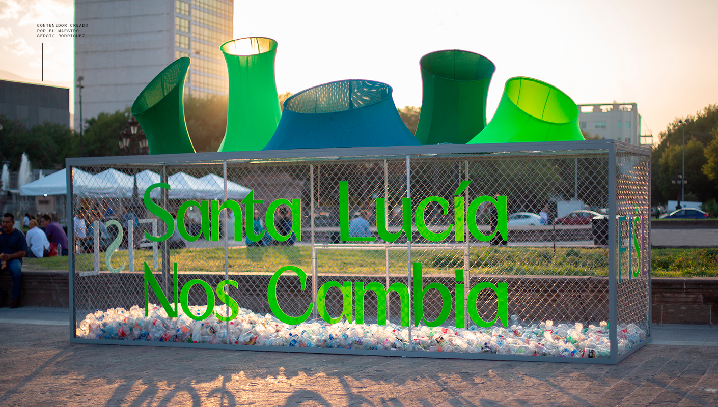 Interactive creative recycle bin designed by Brands&People for Santa Lucia cultural festival