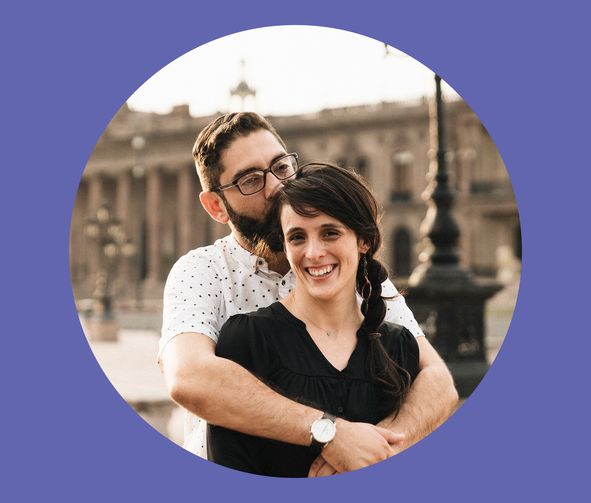 Man hugging his wife from behind