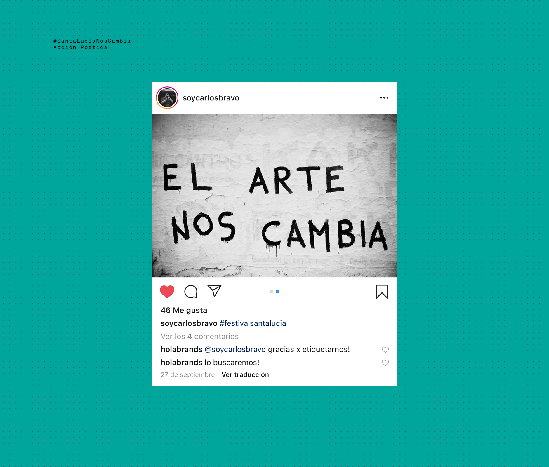 Accion Poetcia social media post about santa lucia festival