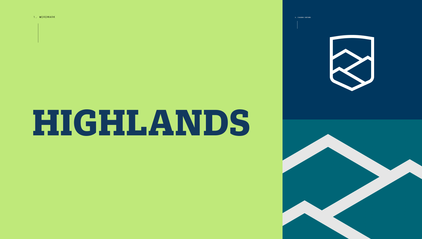 Highlands school institute wordmark and logo details