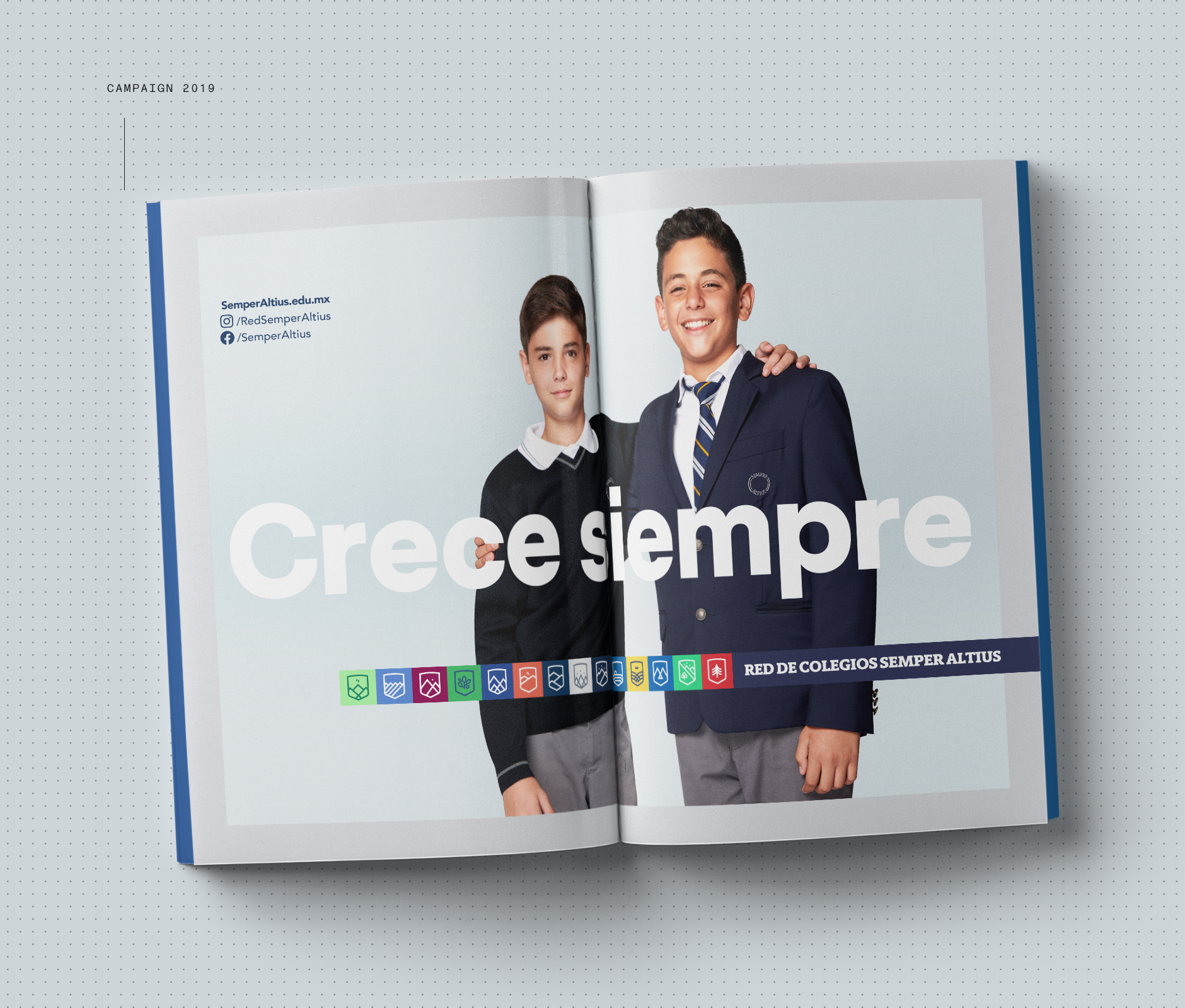 Semper Altius education network rebrand design book