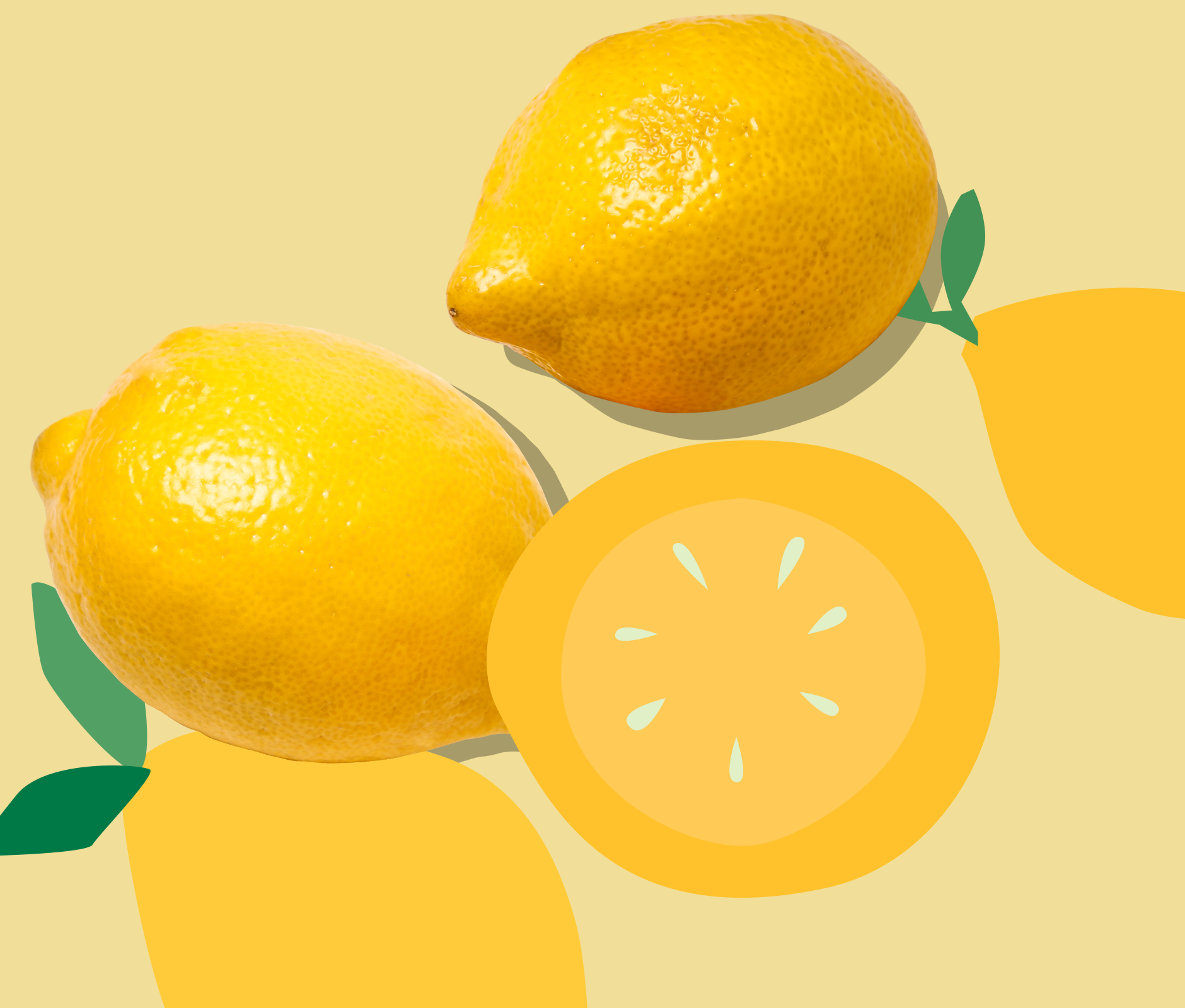 Yellow lemon graphic design and food photography juxtaposition