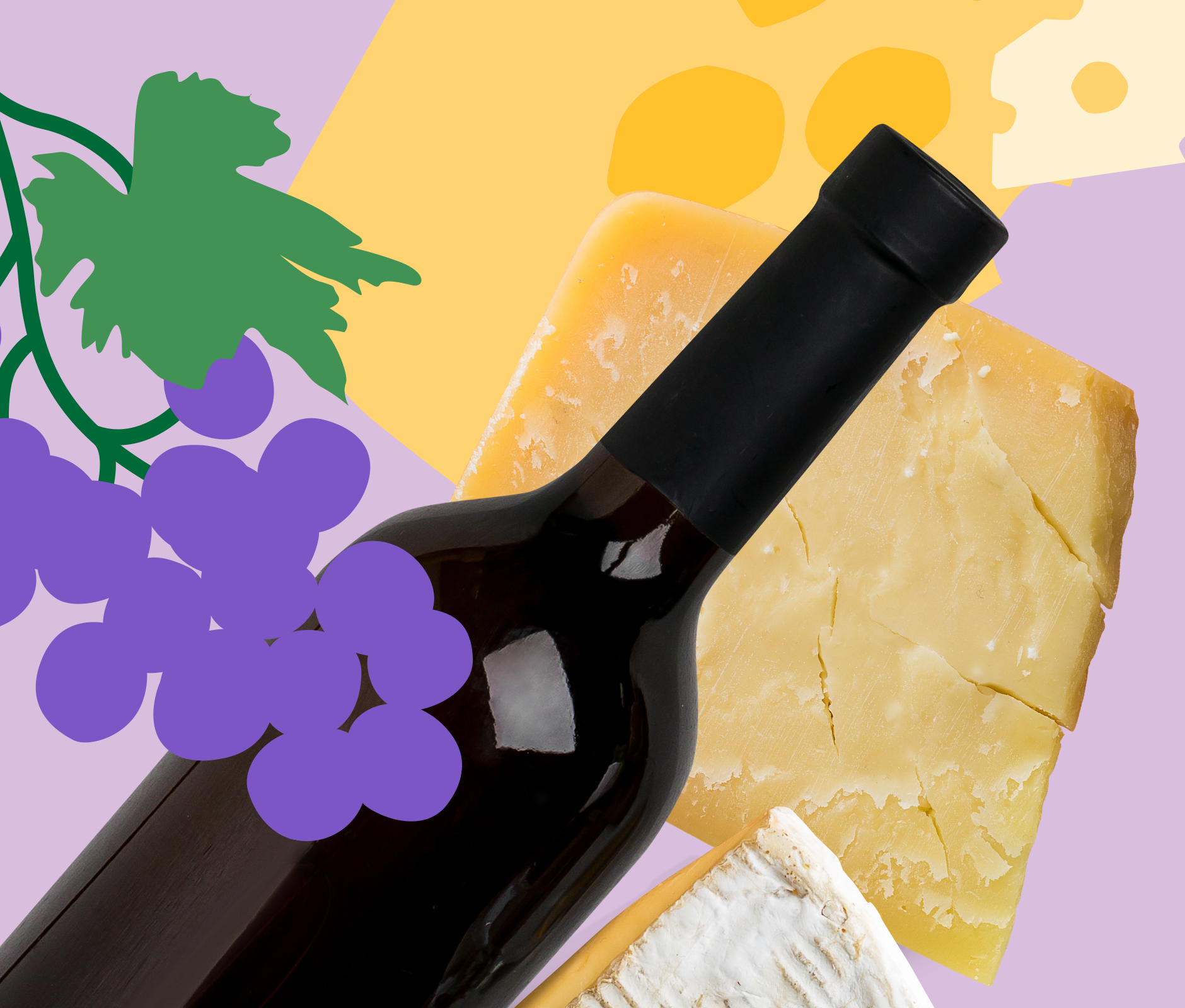 Wine and cheese product advertisement design for HEB Mexico Market Prime campaign
