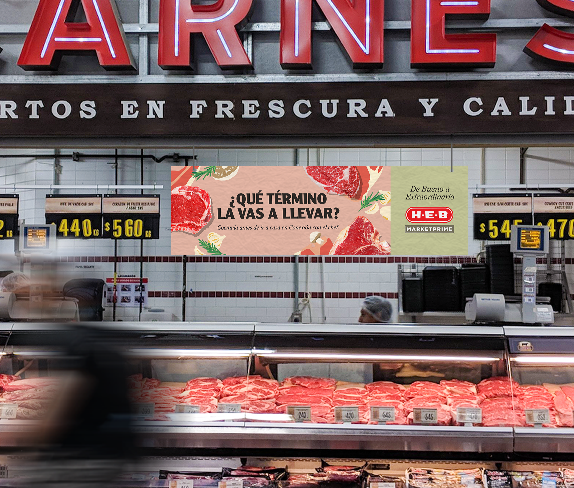 HEB Mexico meat counter design for Market Prime campaign