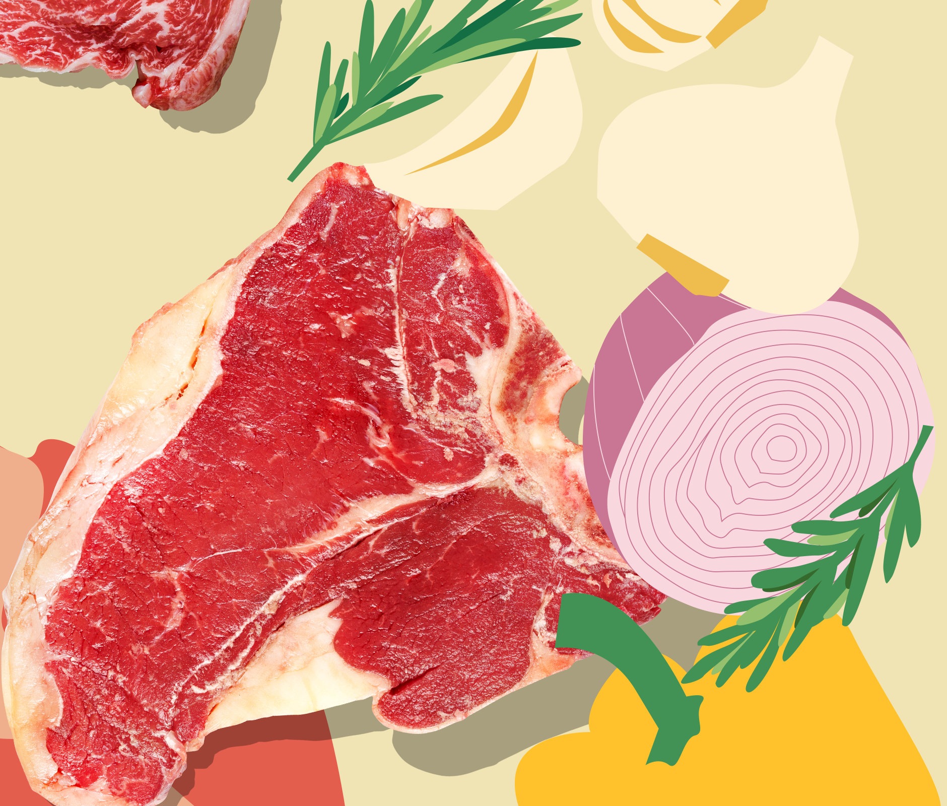 Meat and spices product design composition for supermarket brand identity