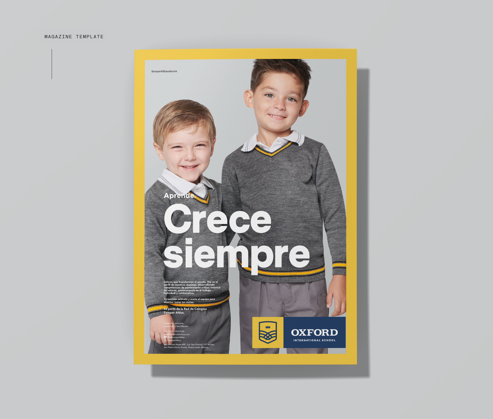 Print ad for Oxford Semper Altius school institute