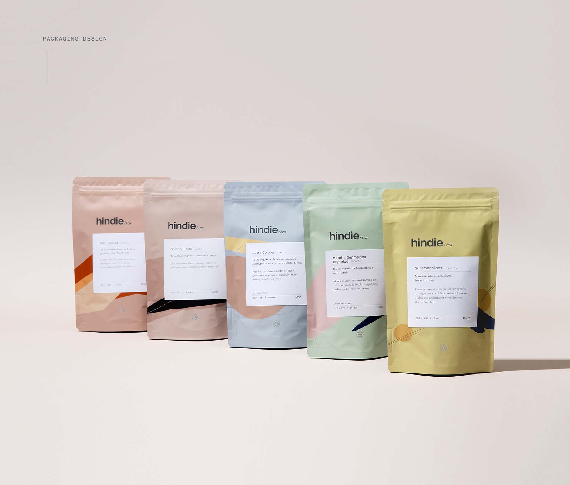5 different package design for hindie tea 