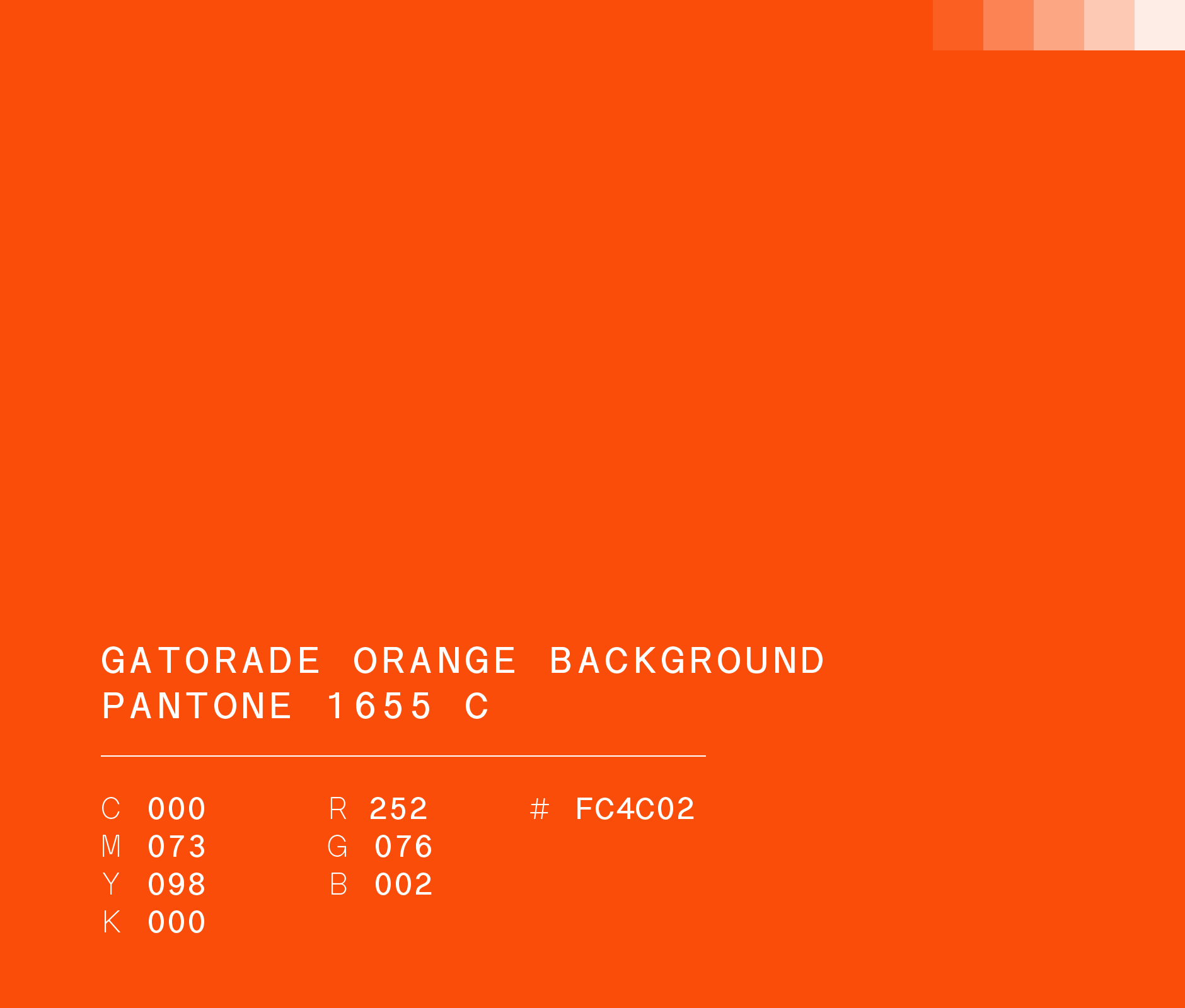 Pantone 1655 c (#fc4c02) used in gatorade orange background