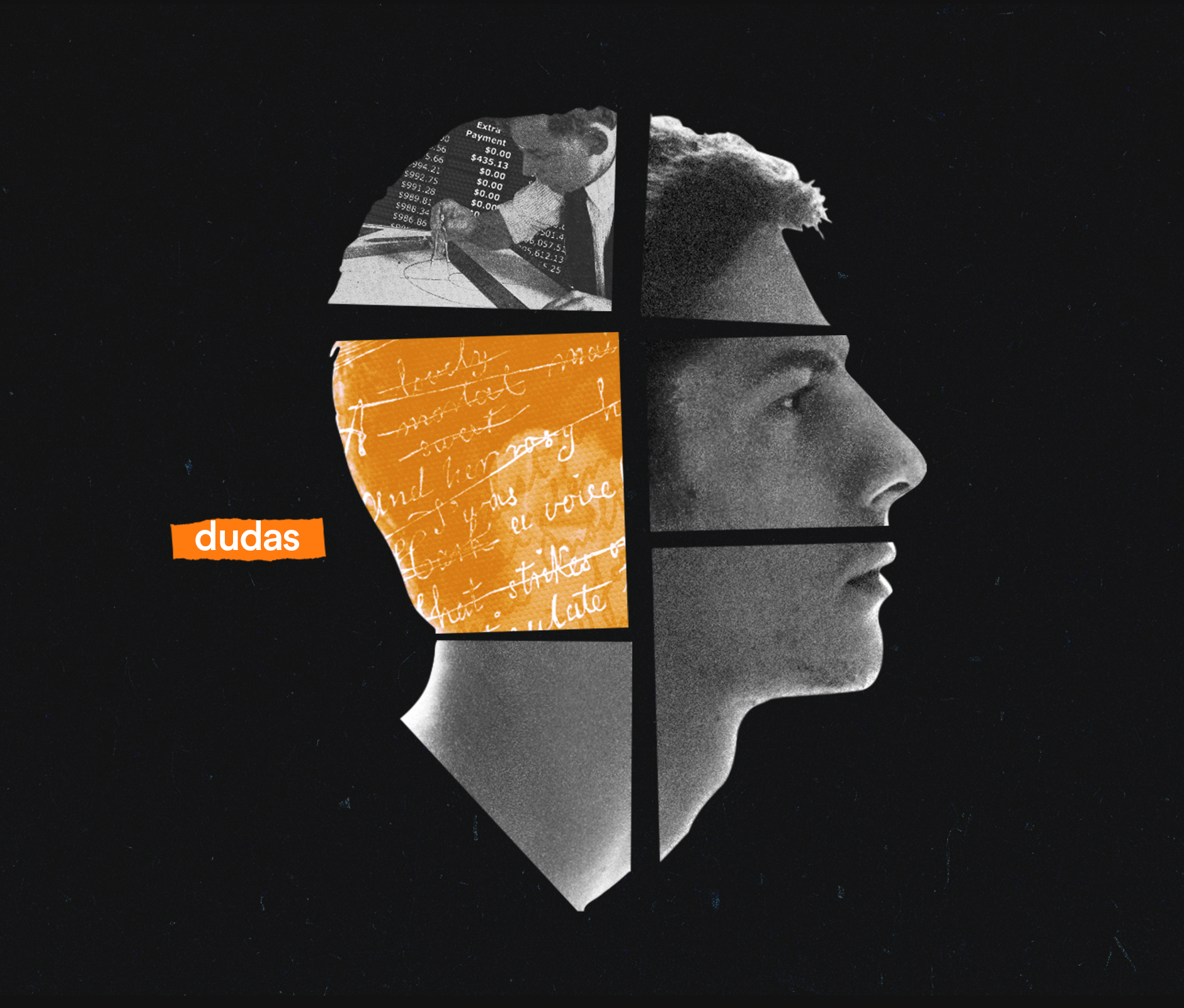 Strategic thinker fragmented art composition