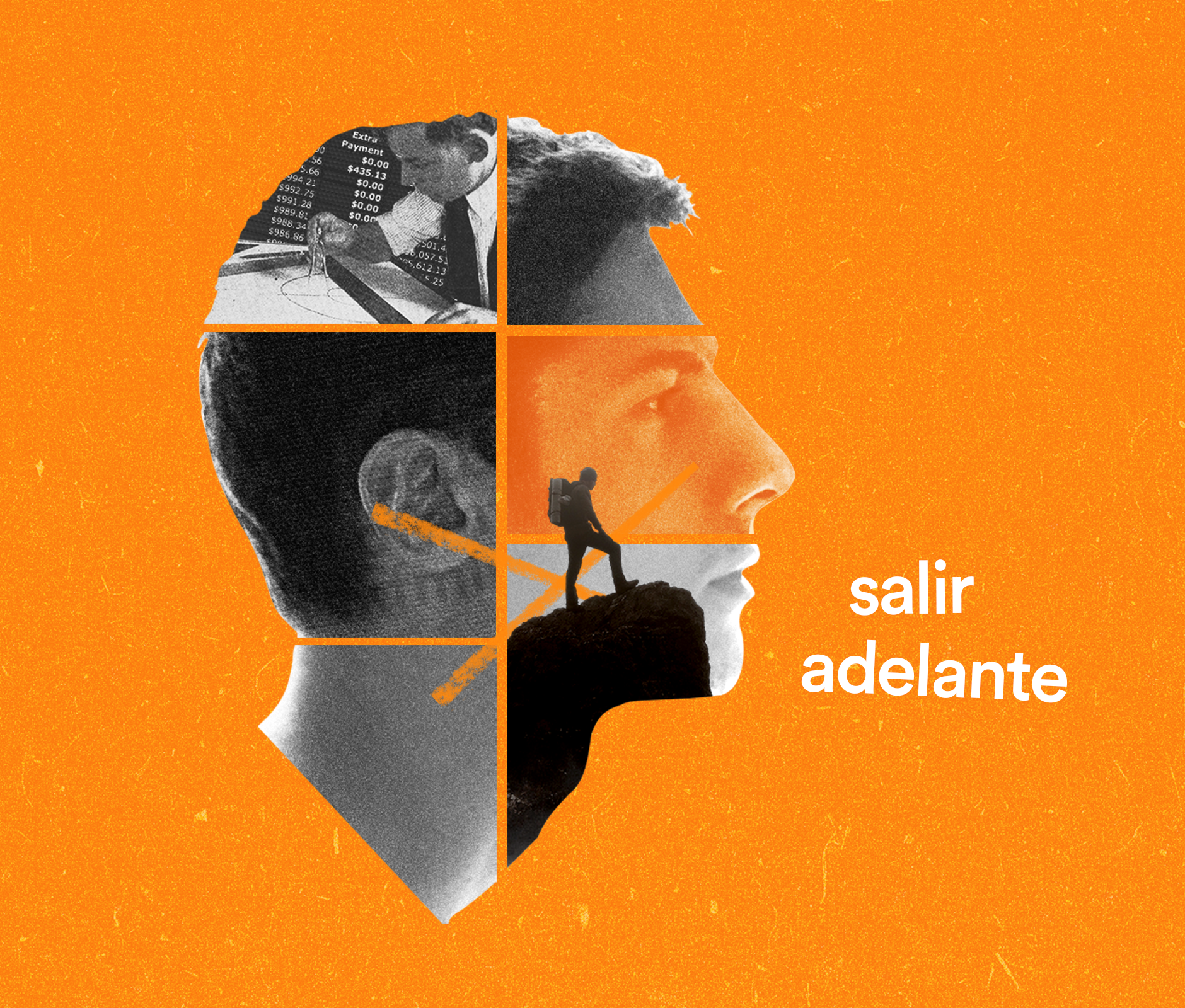 Entrepreneurial thinker collage advertisement concept for Banregio