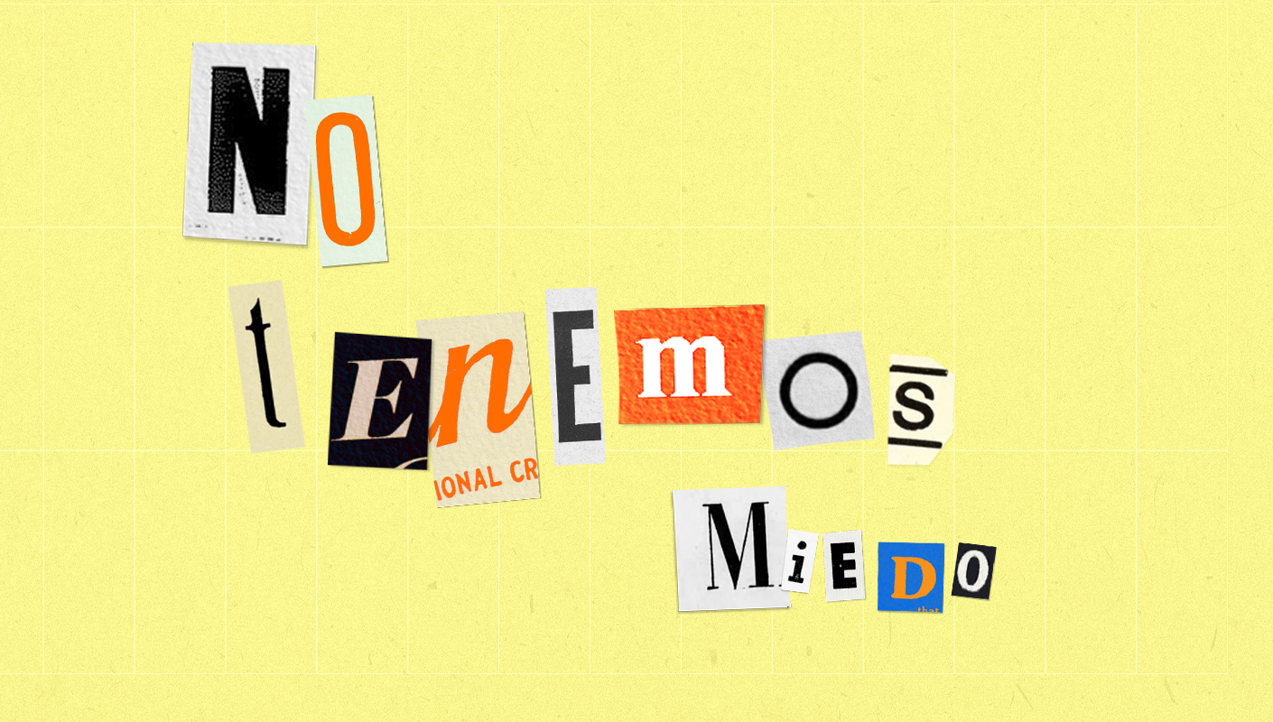 We´re not scared qoute cutout letter collage 