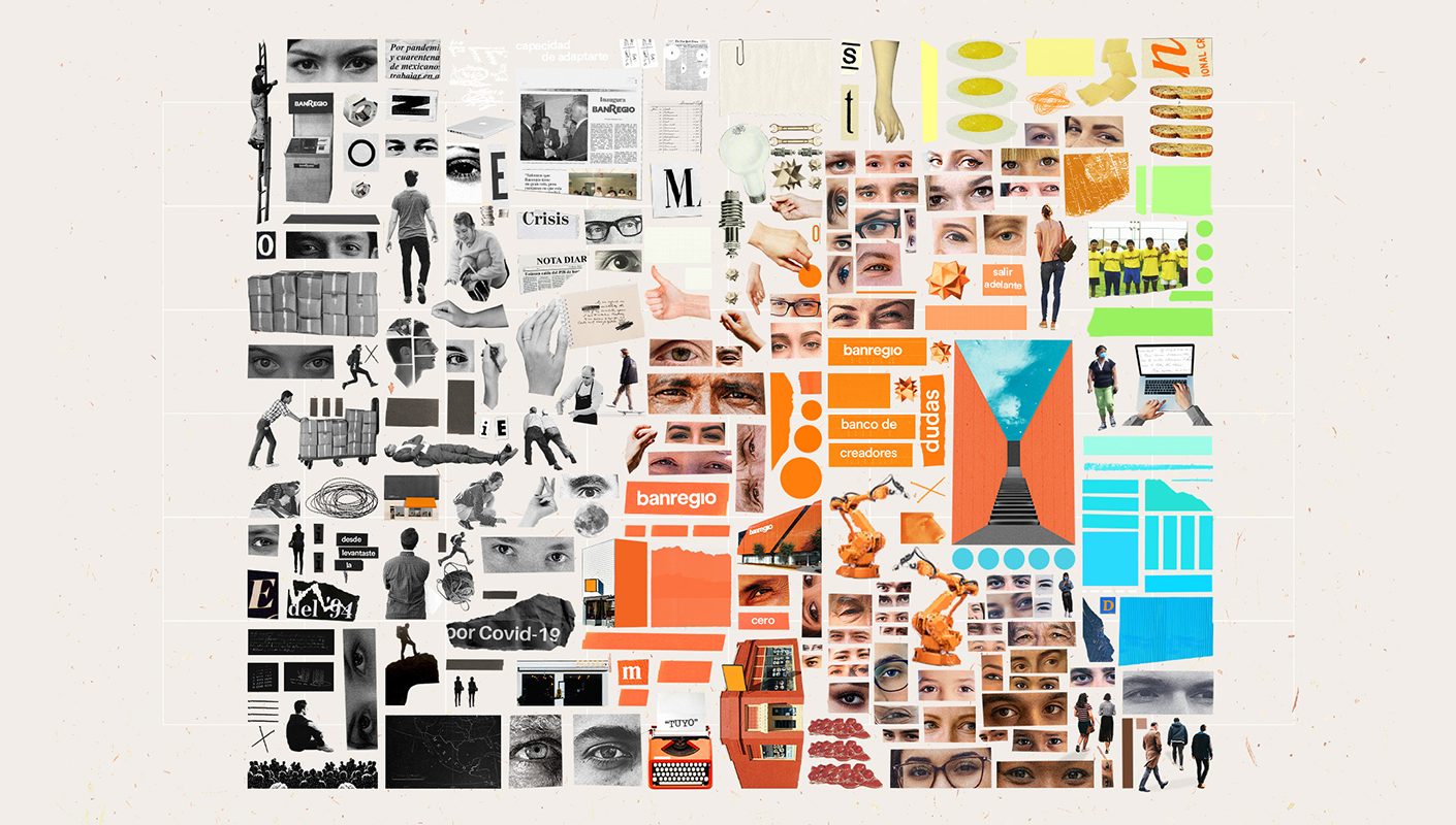 Collage organized in array of colors