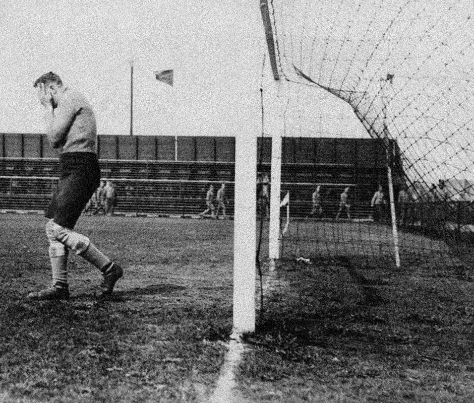 Old photo of a goalkeeper