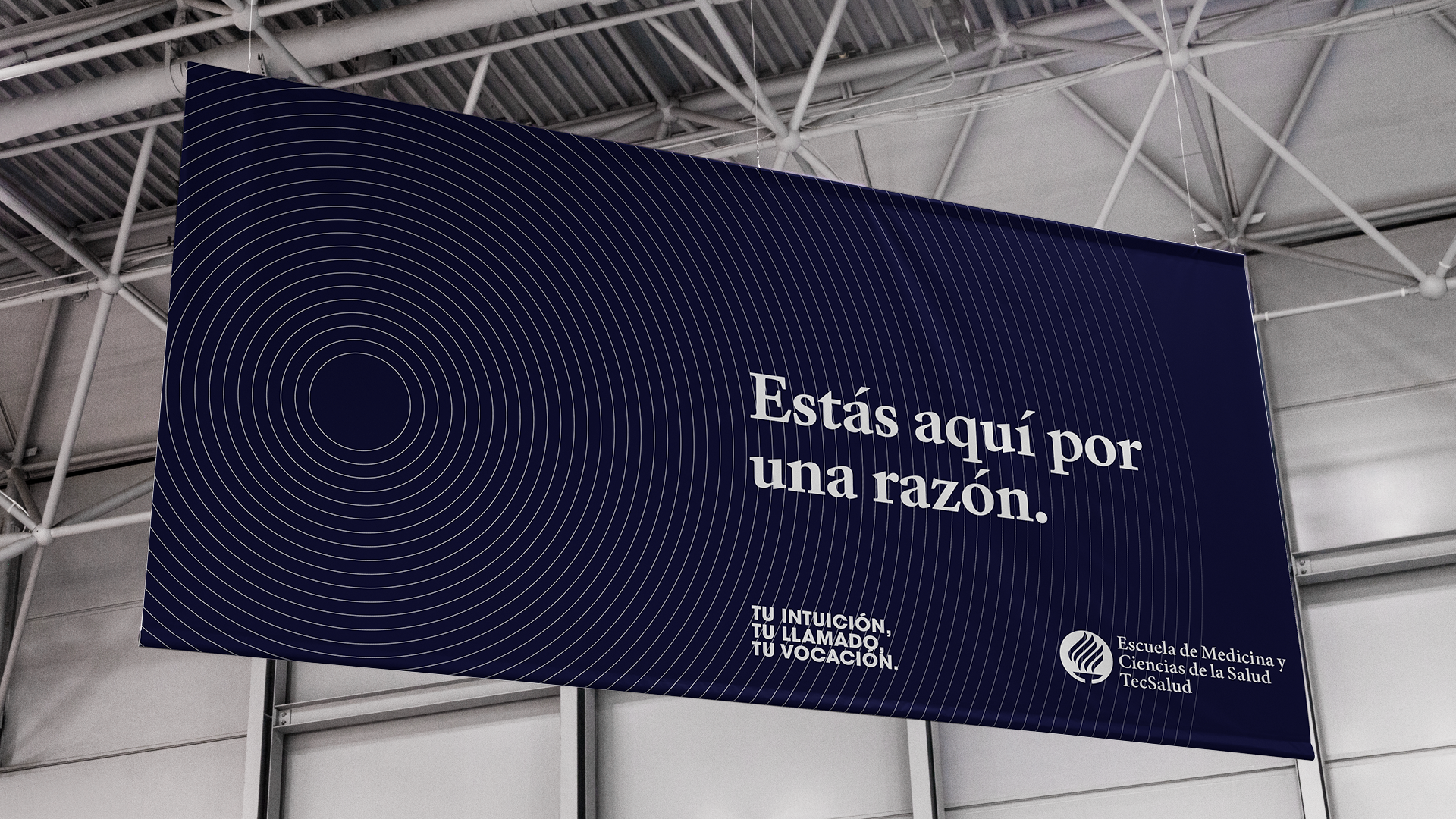 Tec Salud publicity billboard inviting students to feel proud about their choice to study medicine